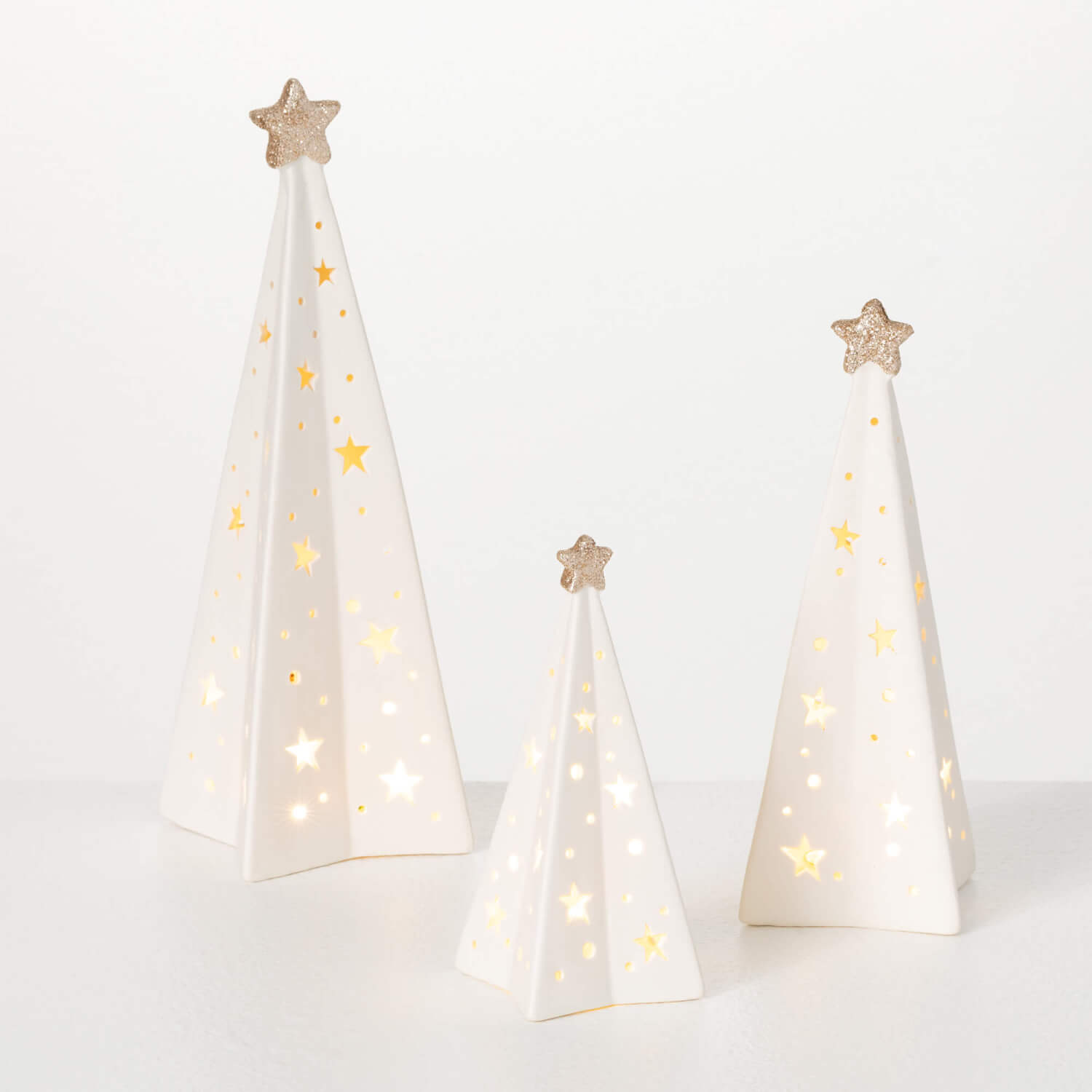 LIGHTED PORCELAIN TREE SET 3