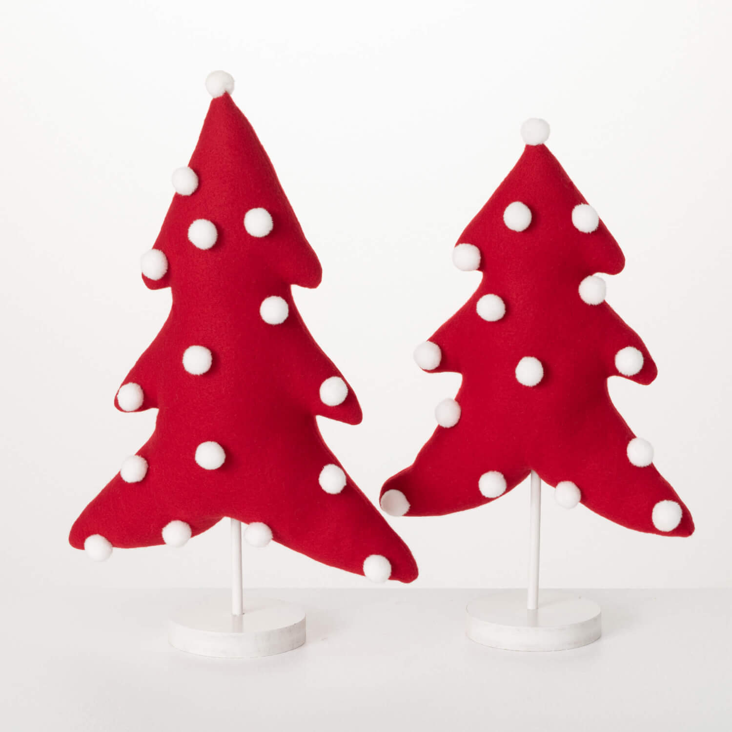 RED POM-POM PLUSH TREE SET 2