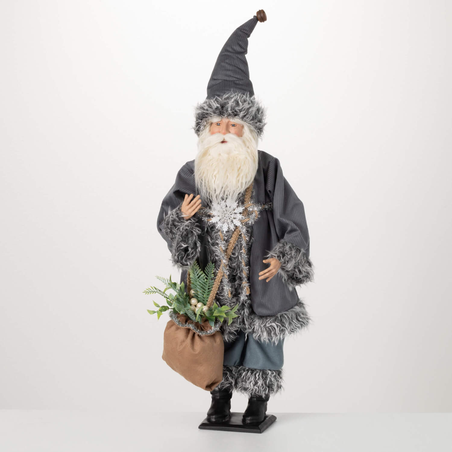 GRAY FUR EARTHY SANTA FIGURE