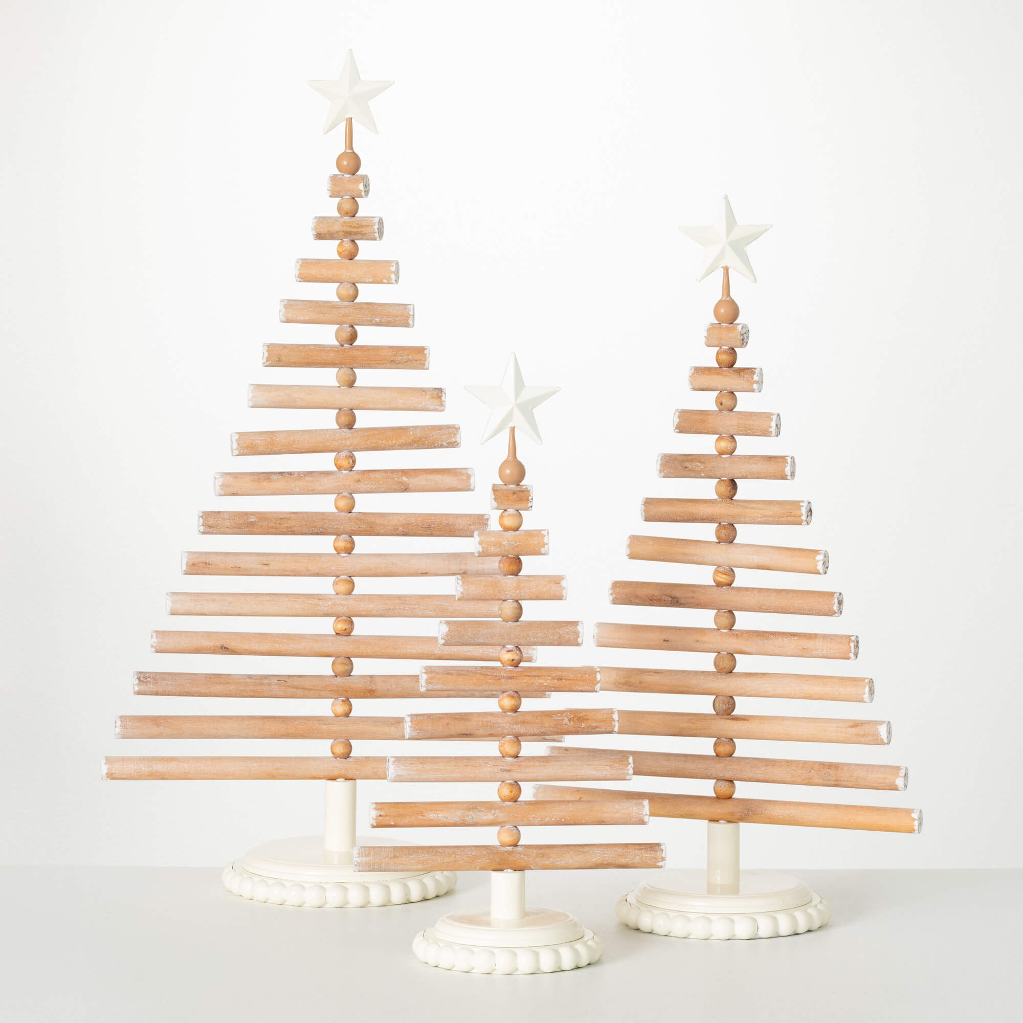 WOOD SLAT TREE SET OF 3