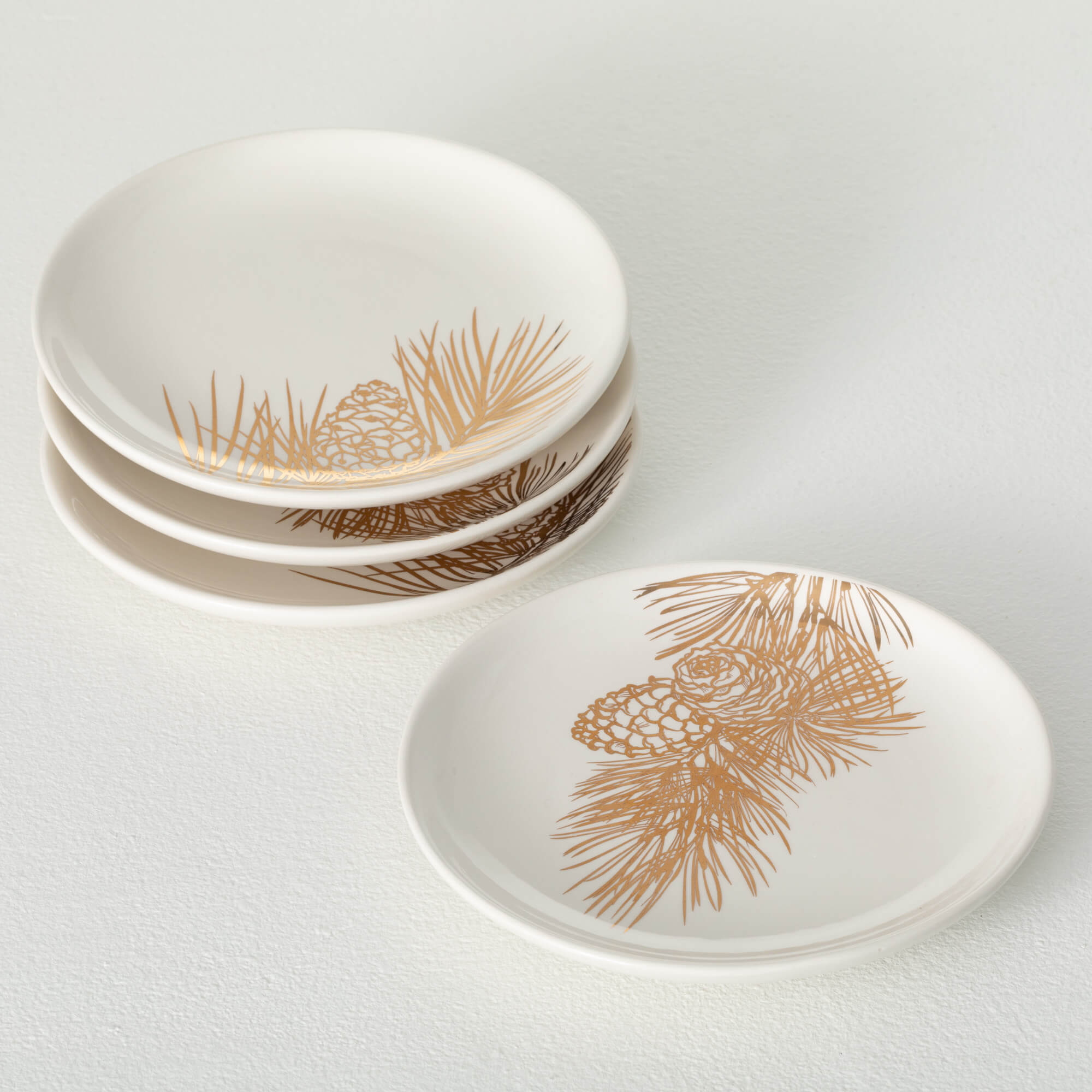 GOLD PINE SNACK PLATE SET OF 4