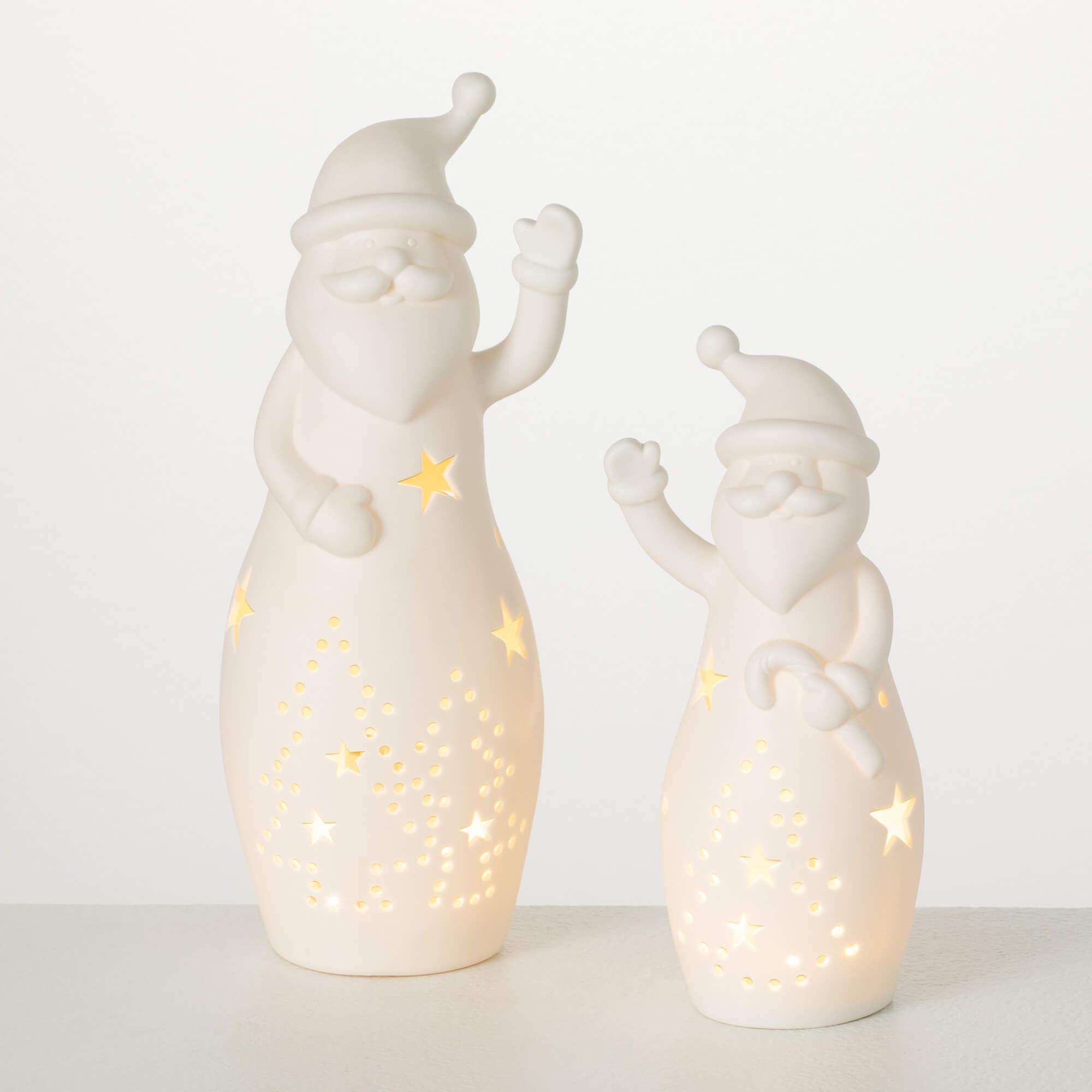 LIGHTED PORCELAIN SANTA SET 2