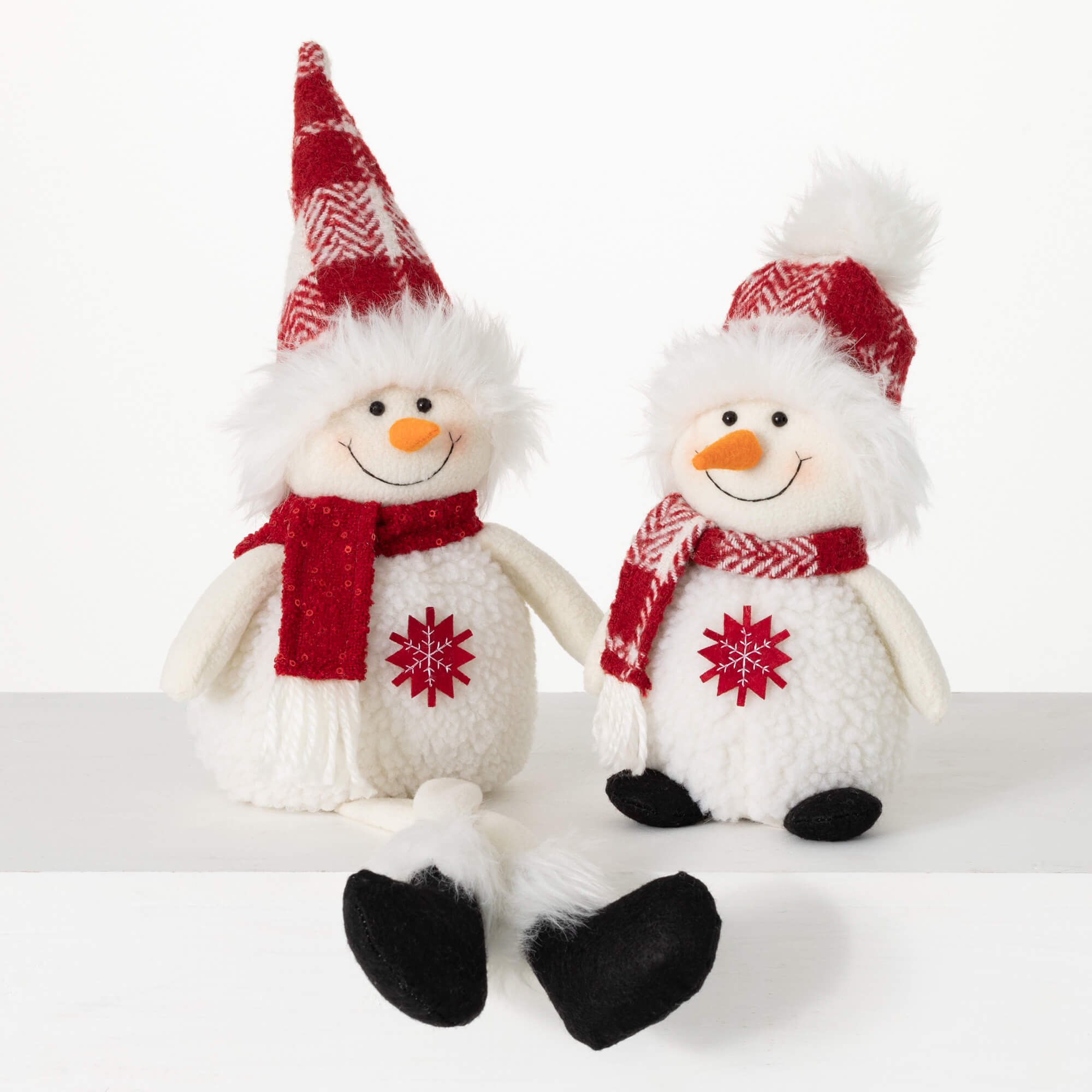 SITTING PLAID SNOWMAN SET OF 2