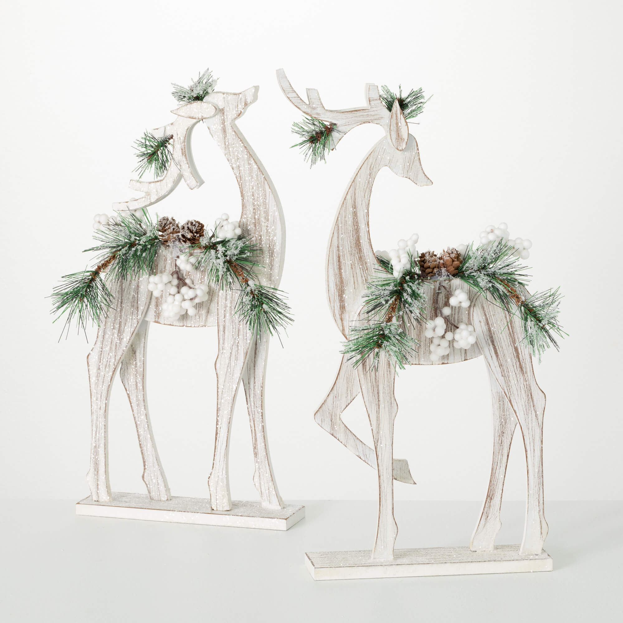 WOOD PINE DEER SILHOUETTE PAIR