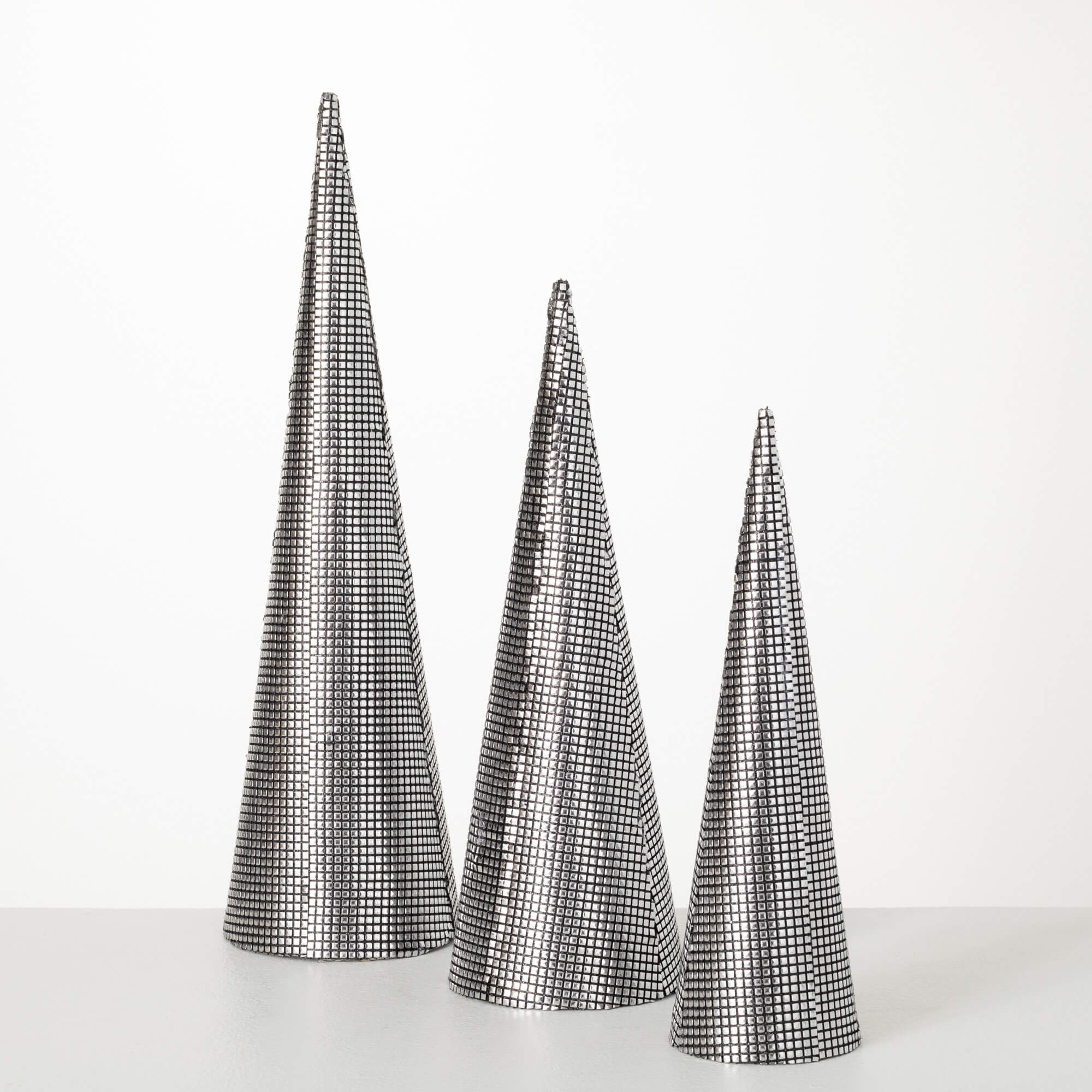 SILVER CONE TREE SET OF 3