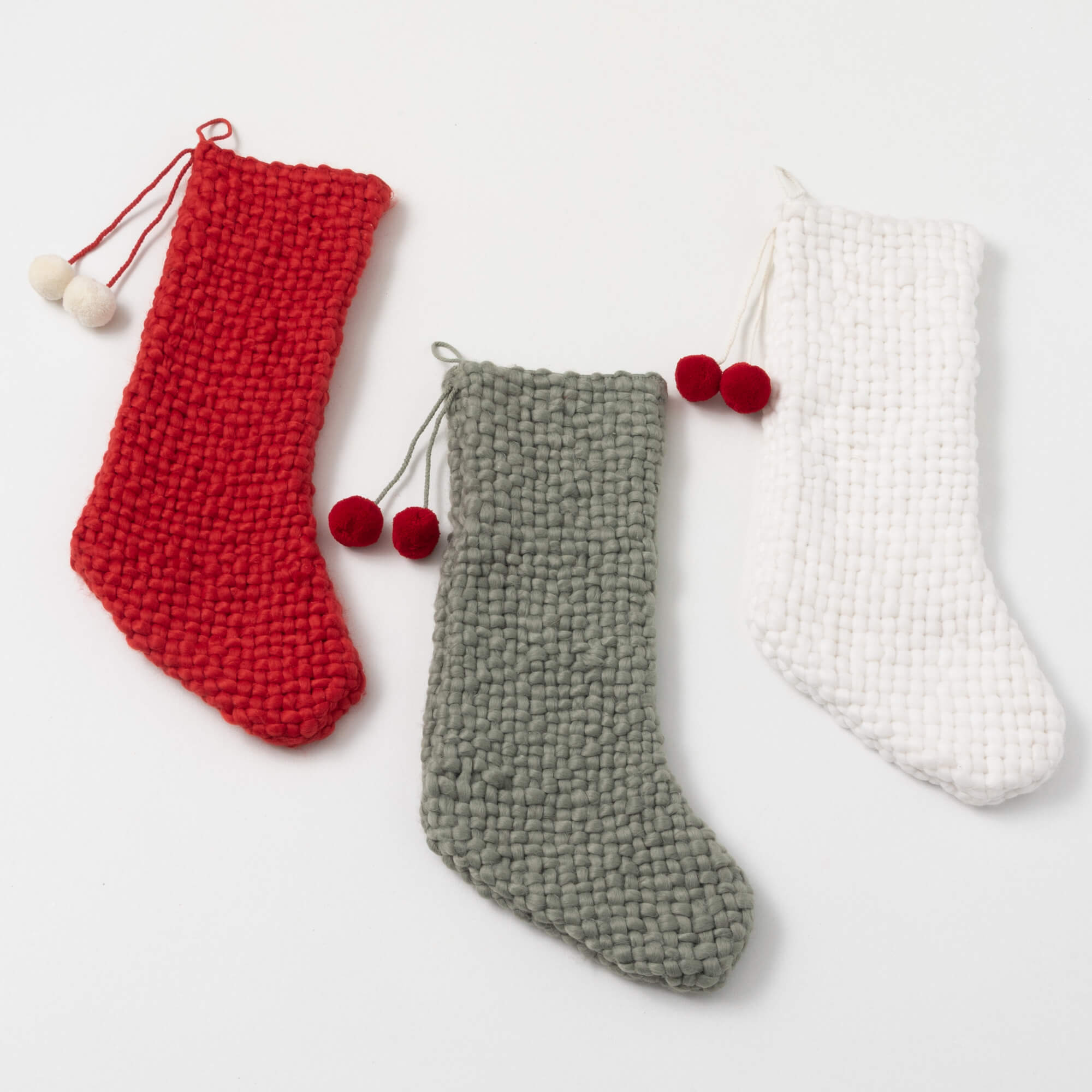 POM POM CHRISTMAS STOCKING SET