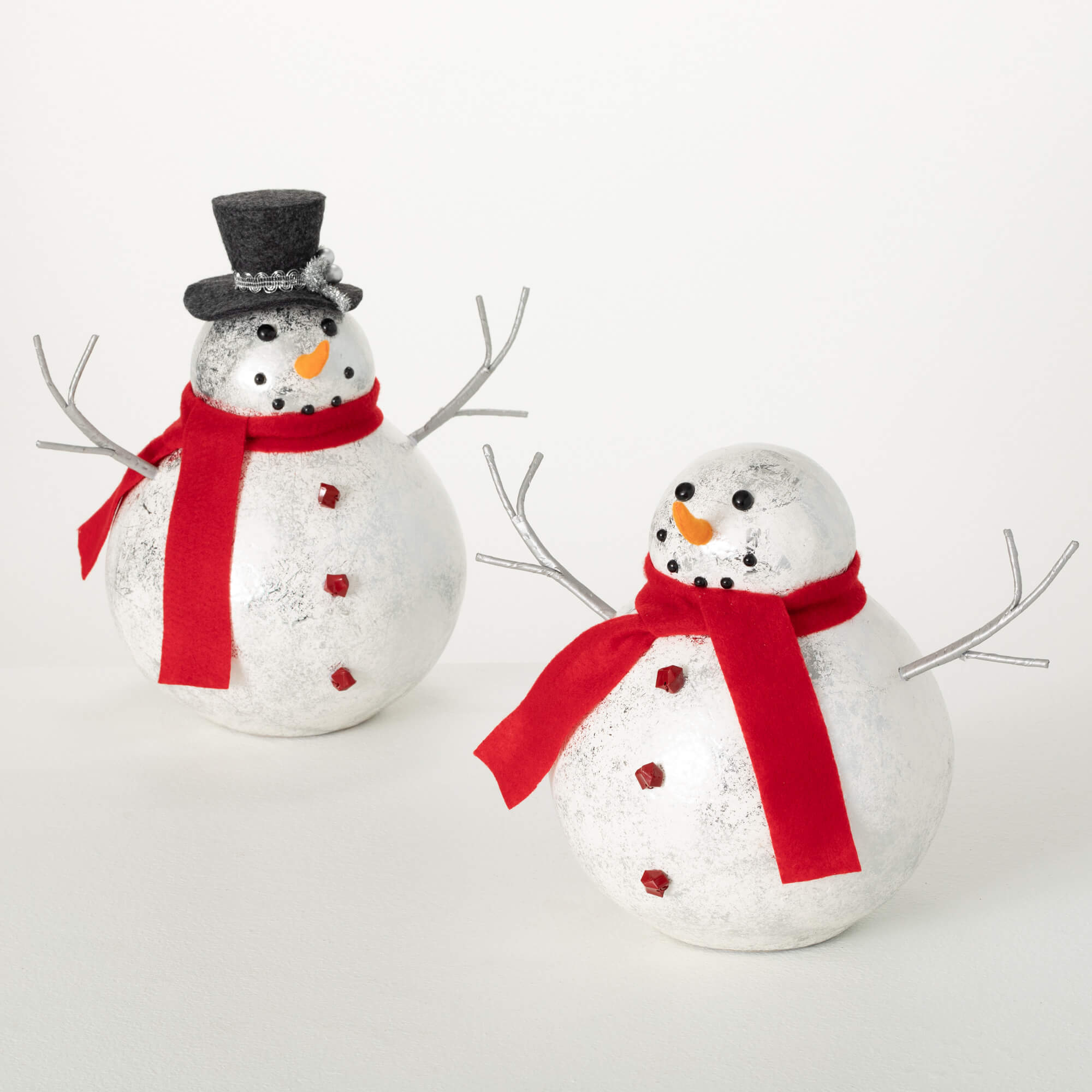 SHINY ROUND SNOWMAN FIGURE SET