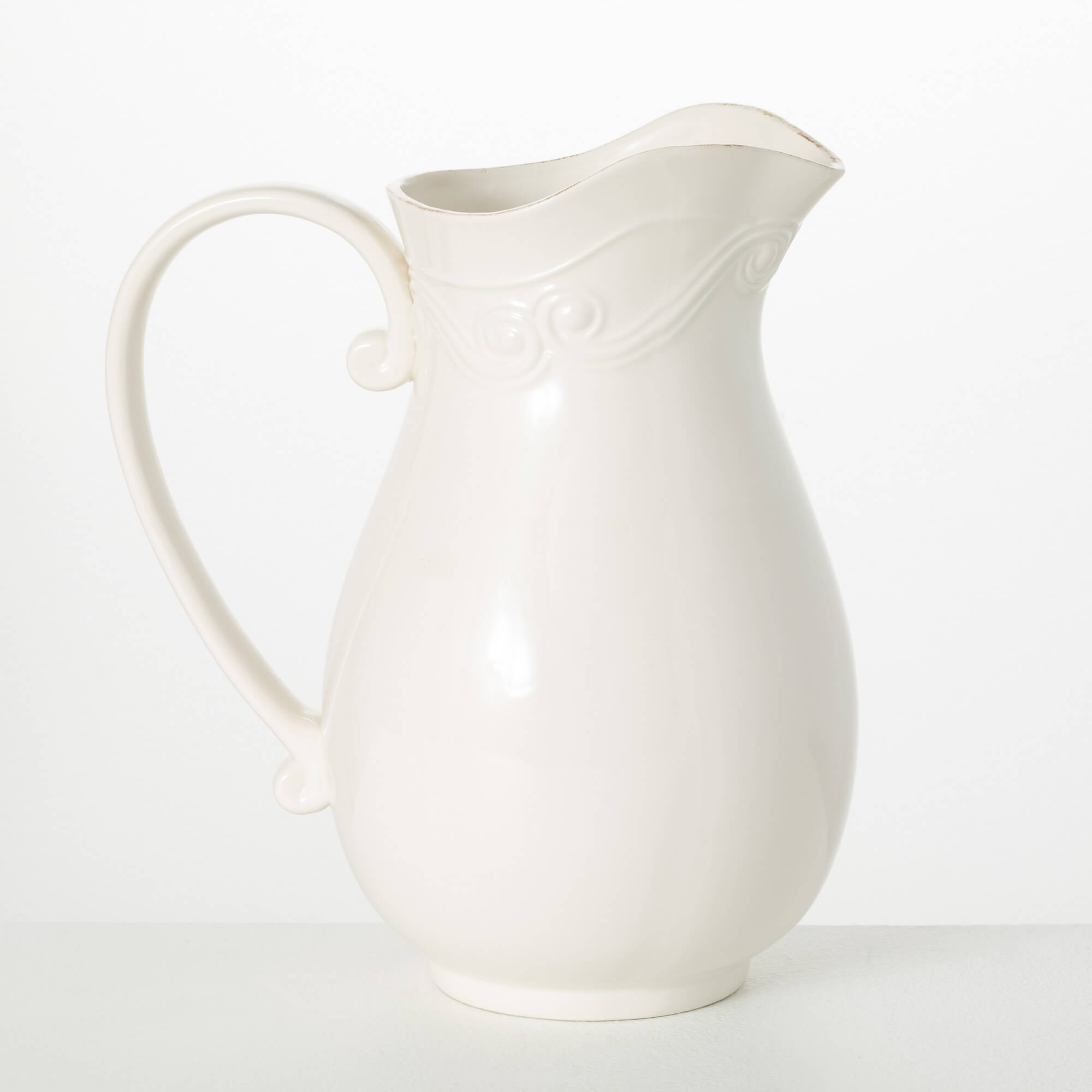 WHITE CERAMIC VINTAGE PITCHER