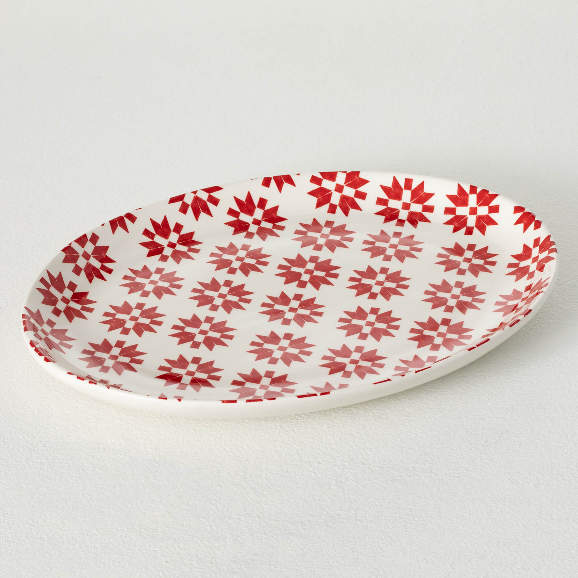 QUILT PATTERN CERAMIC PLATTER