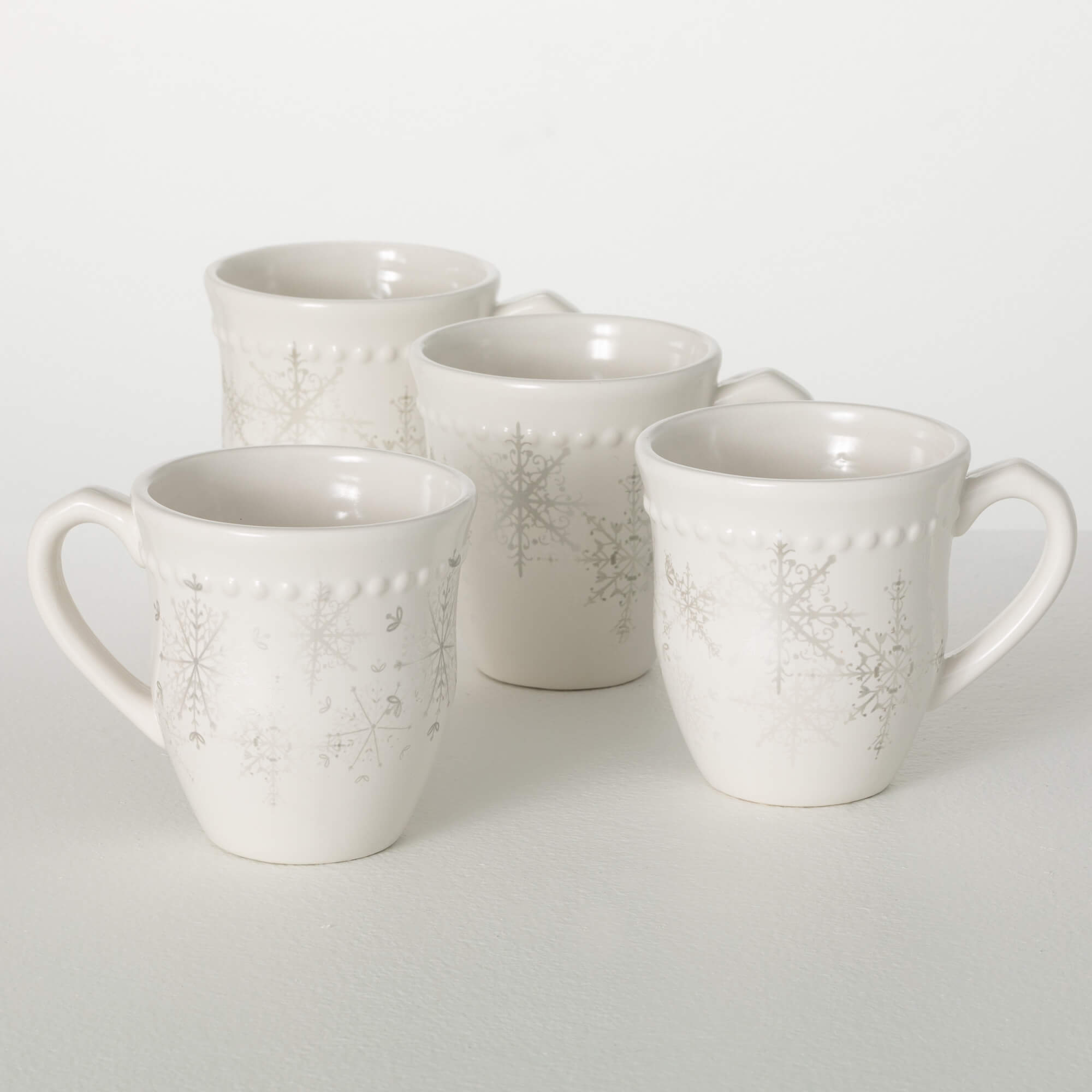 SILVER WHITE SNOWFLAKE MUG SET