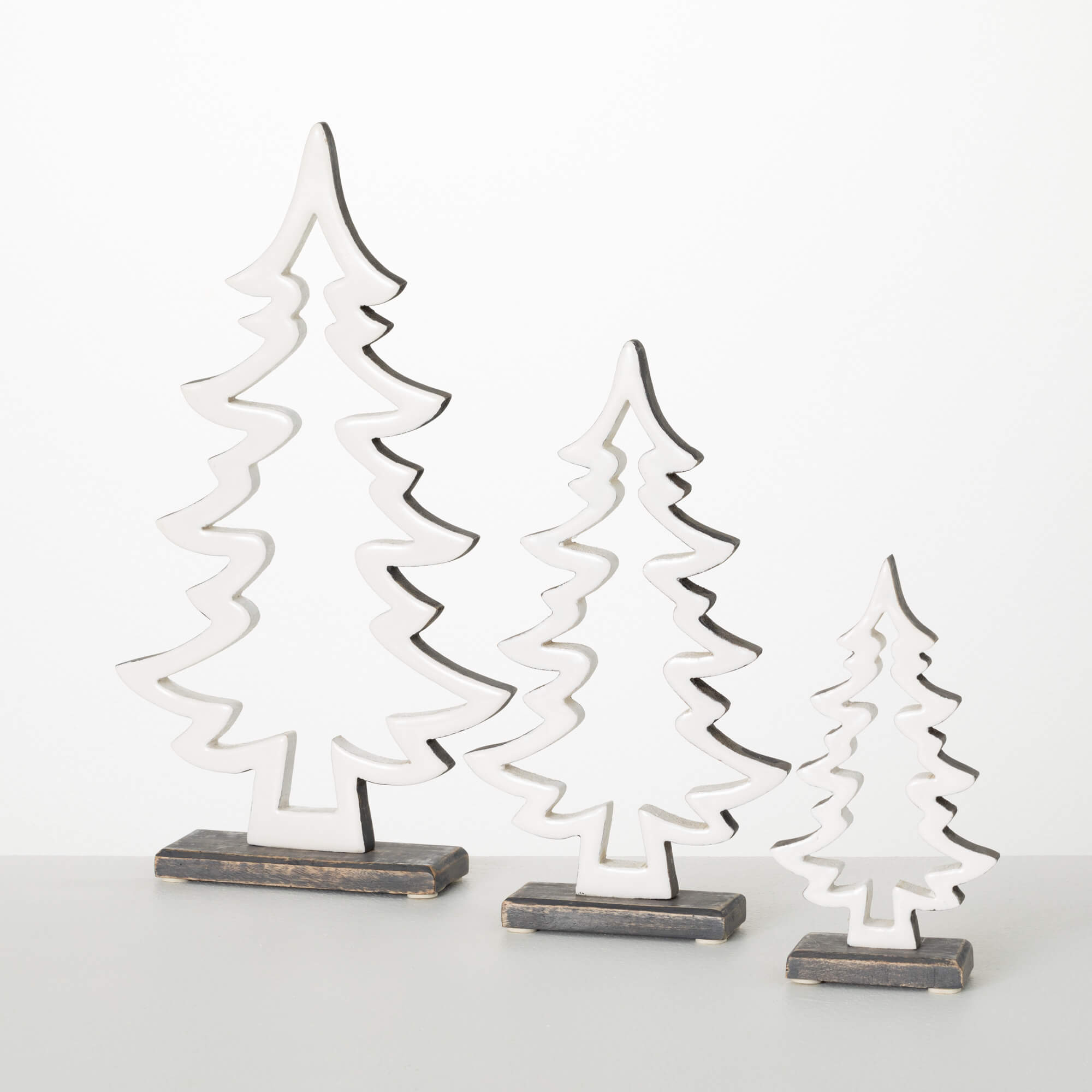 WHITE CUTOUT WOOD TREE SET