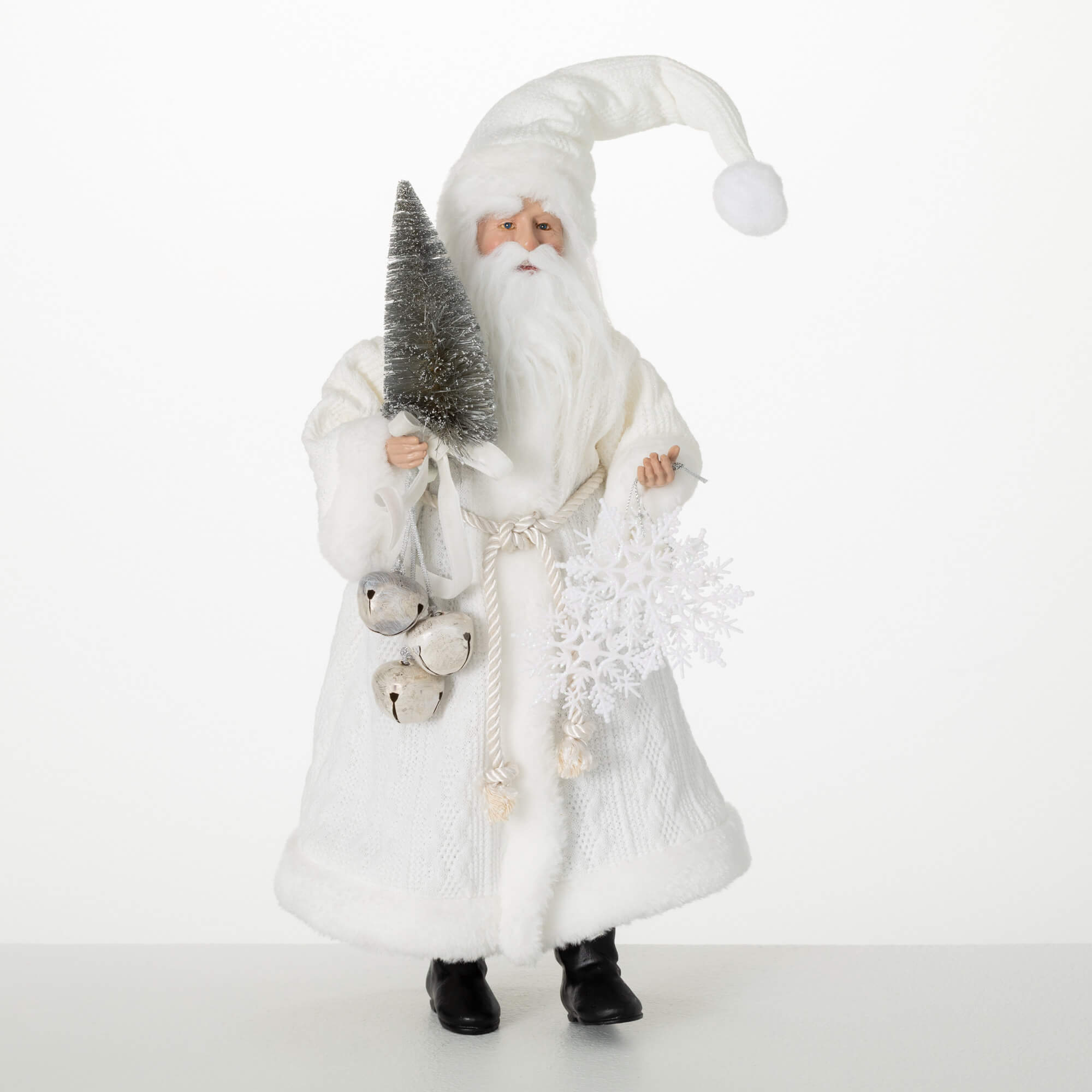 CABLE KNIT COAT SANTA FIGURINE