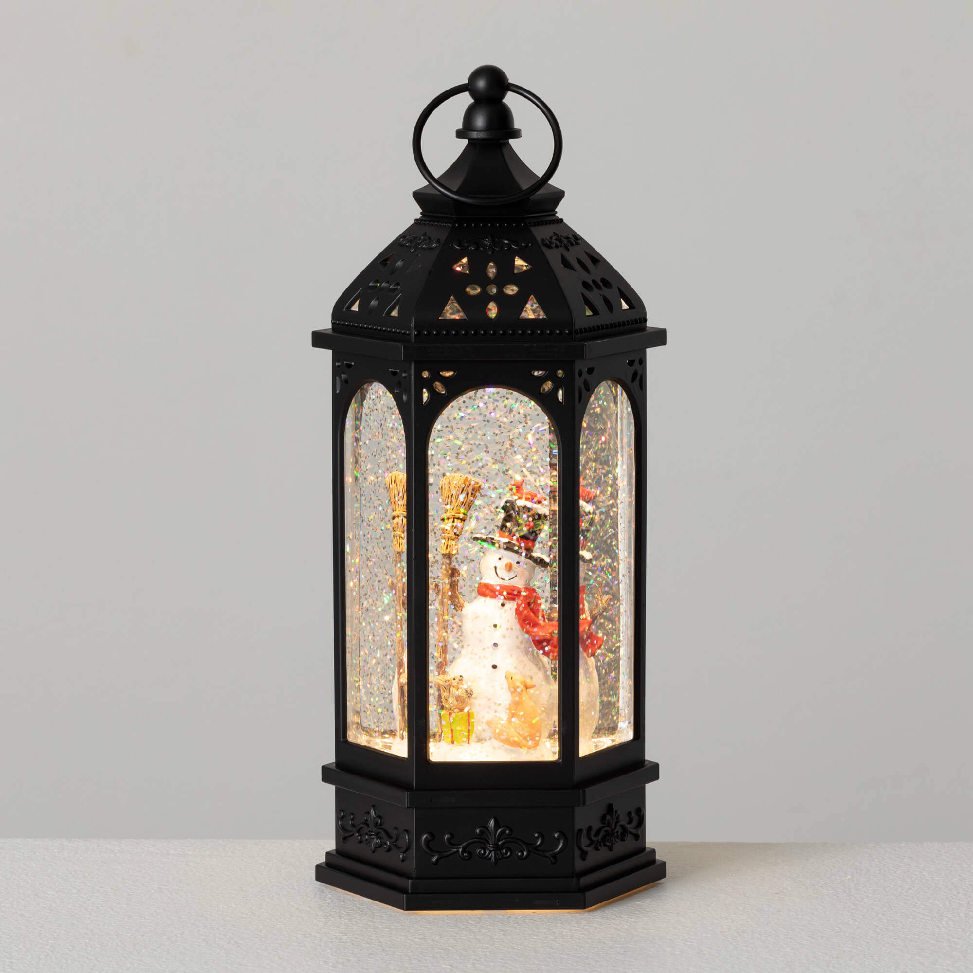 LED LANTERN WITH SNOWMAN SCENE