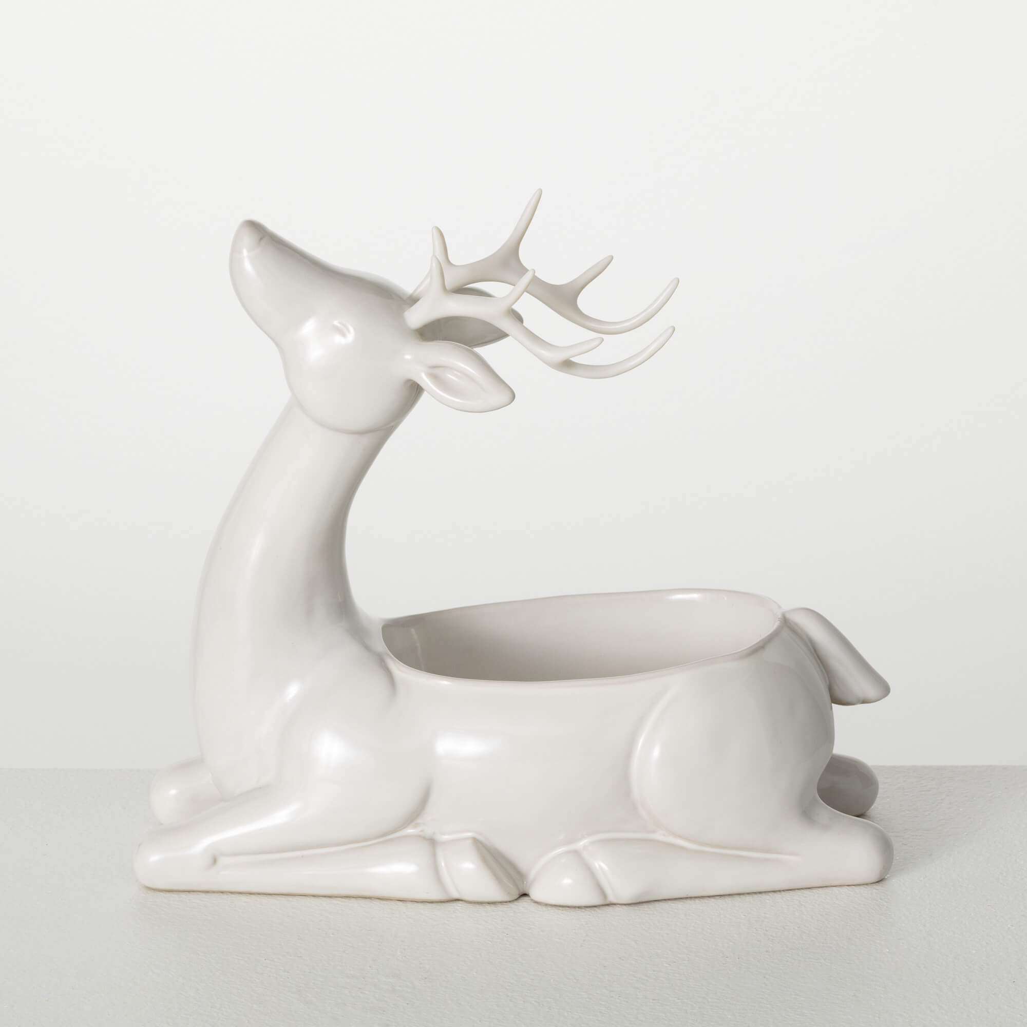 GLOSSY WHITE DEER BOWL