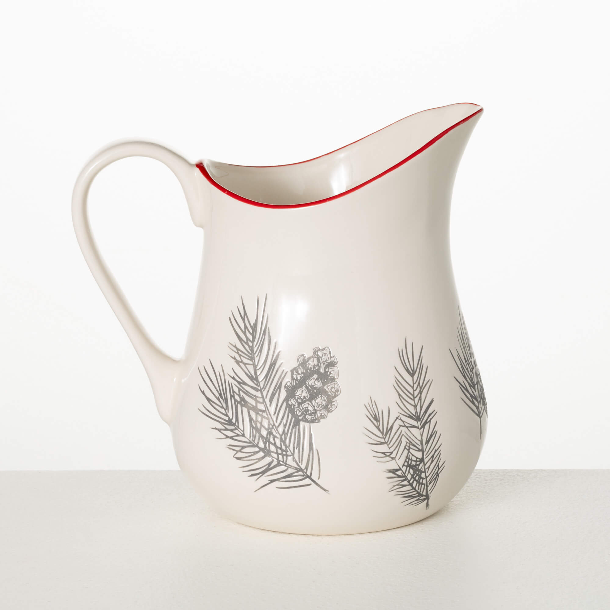 RED RIMMED PINECONE PITCHER