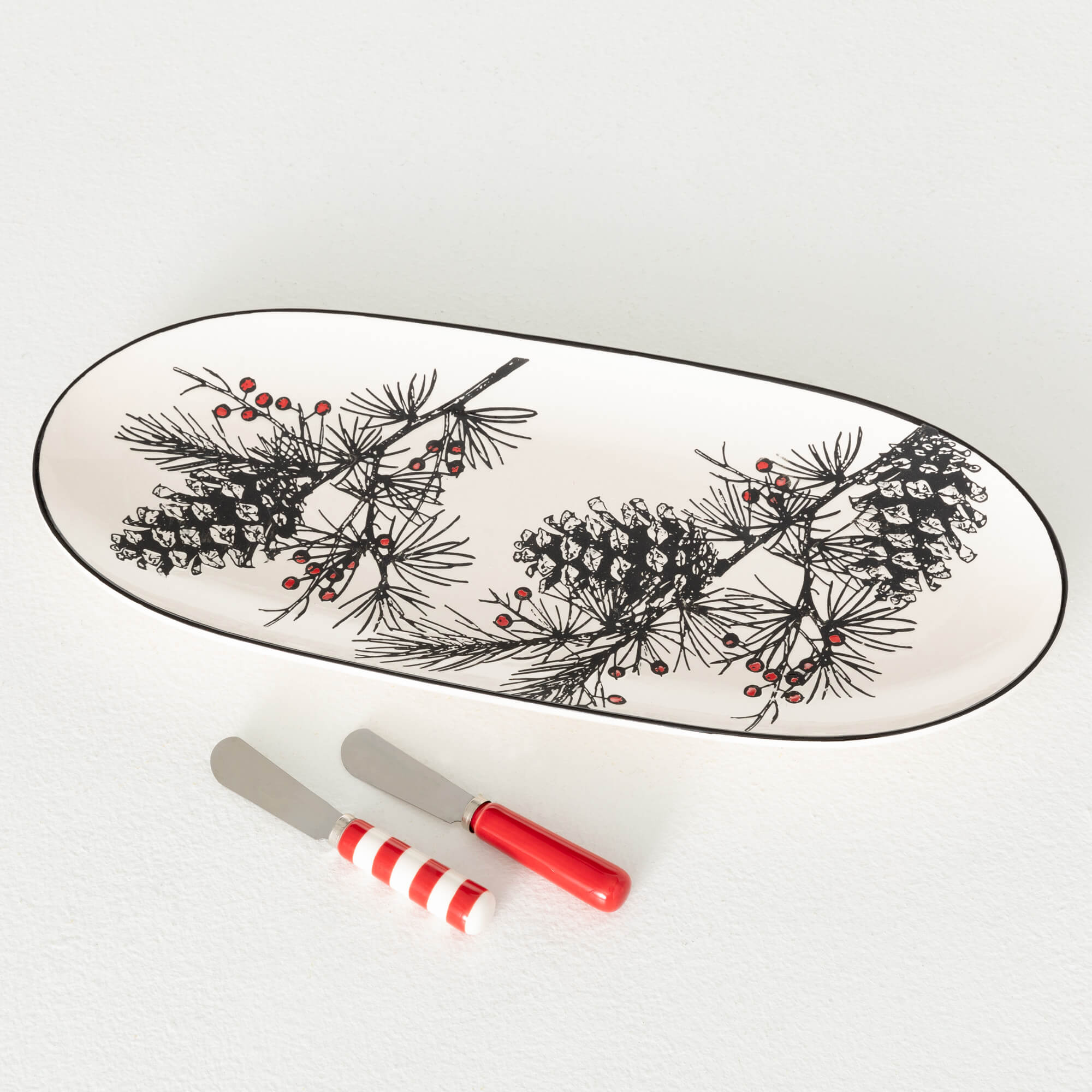 PINECONE HOLLY PLATTER SET 3