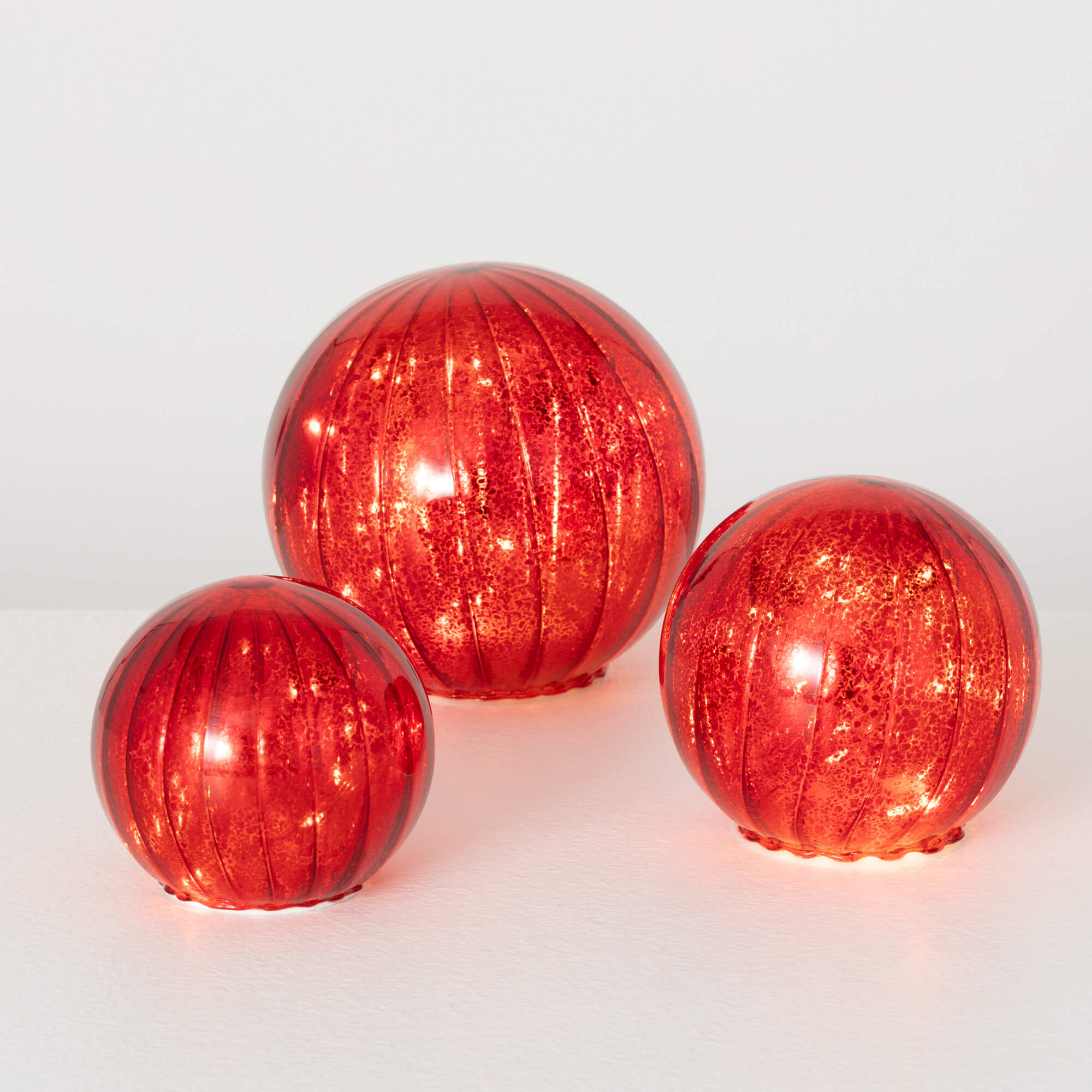 RED LED ORB SET OF 3