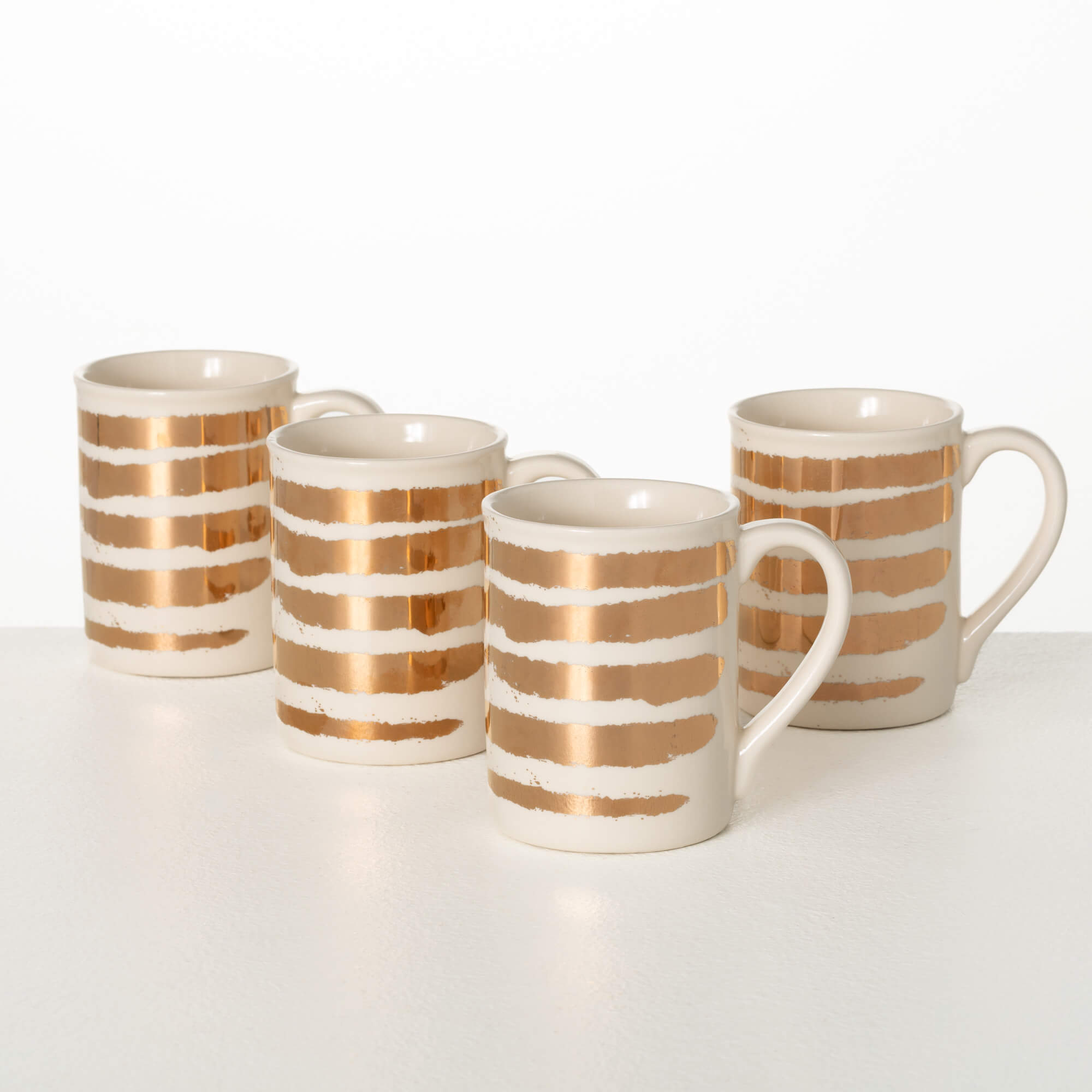 GOLD STRIPE MUG SET 4