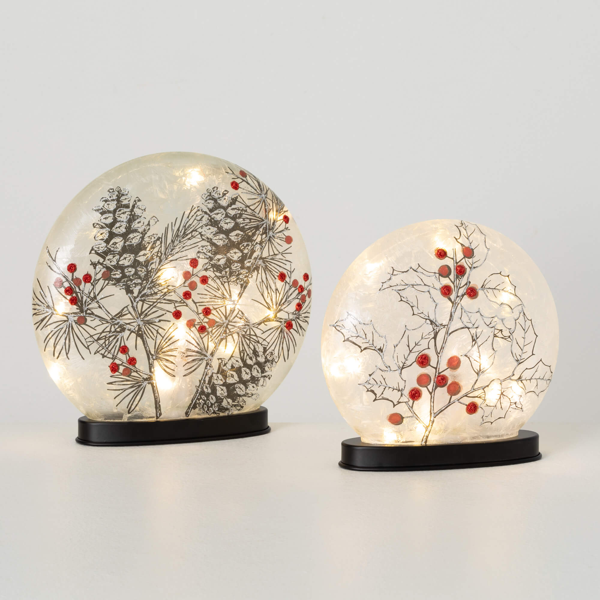 LED HOLLY PINE DISK SET OF 2