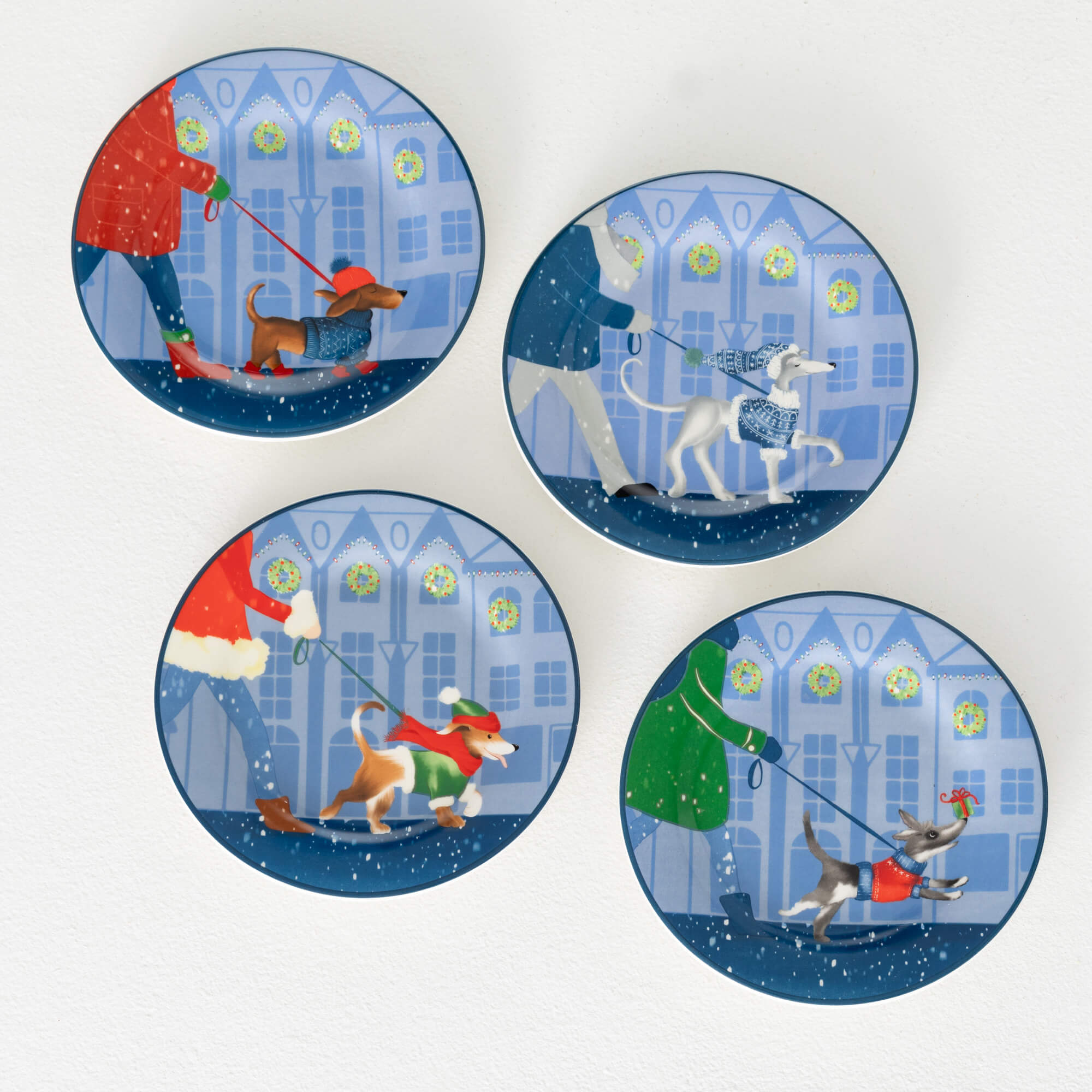 HOLIDAY DOGS SNACK PLATE SET 4