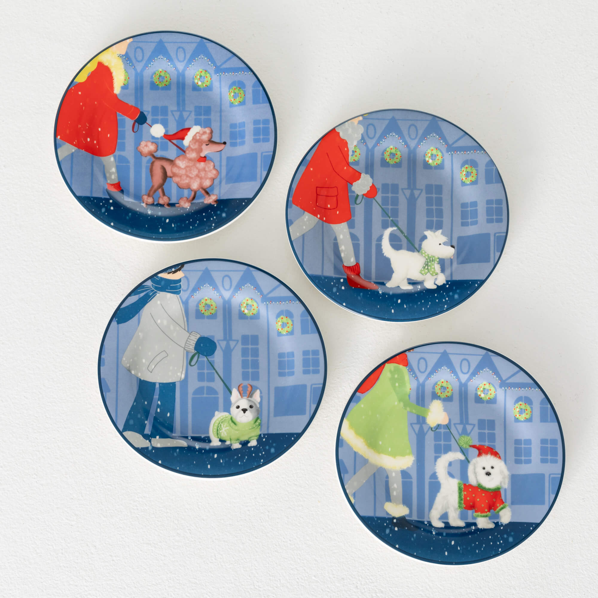 HOLIDAY DOG SNACK PLATE SET 4