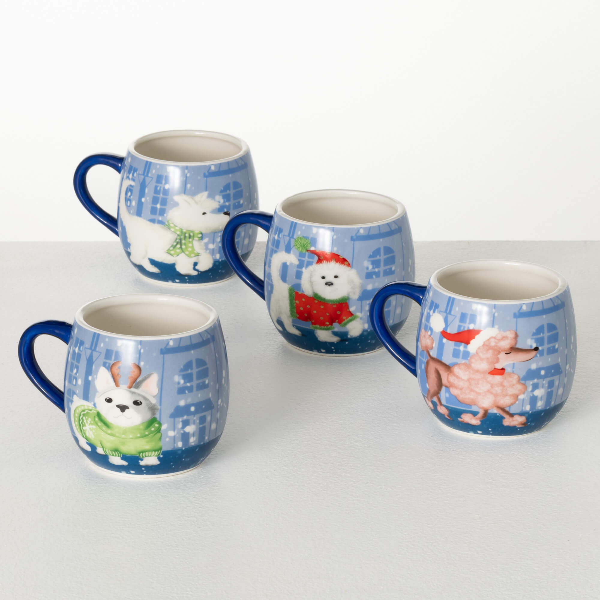 HOLIDAY DOG PRINTED MUG SET 4