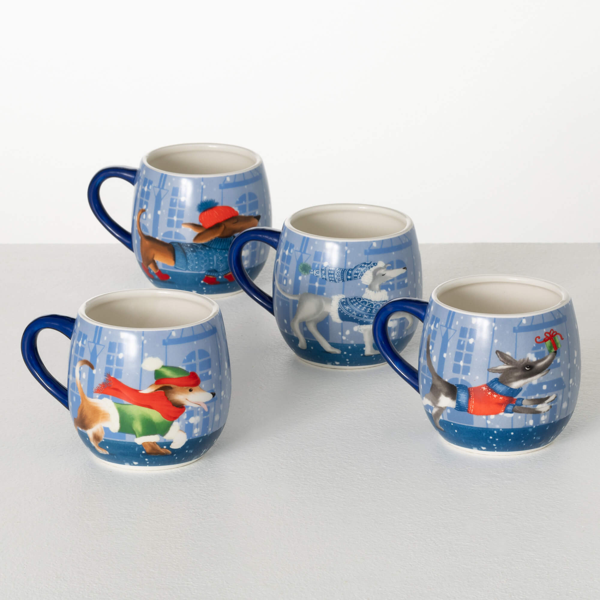 HOLIDAY DOG PRINTED MUG SET 4