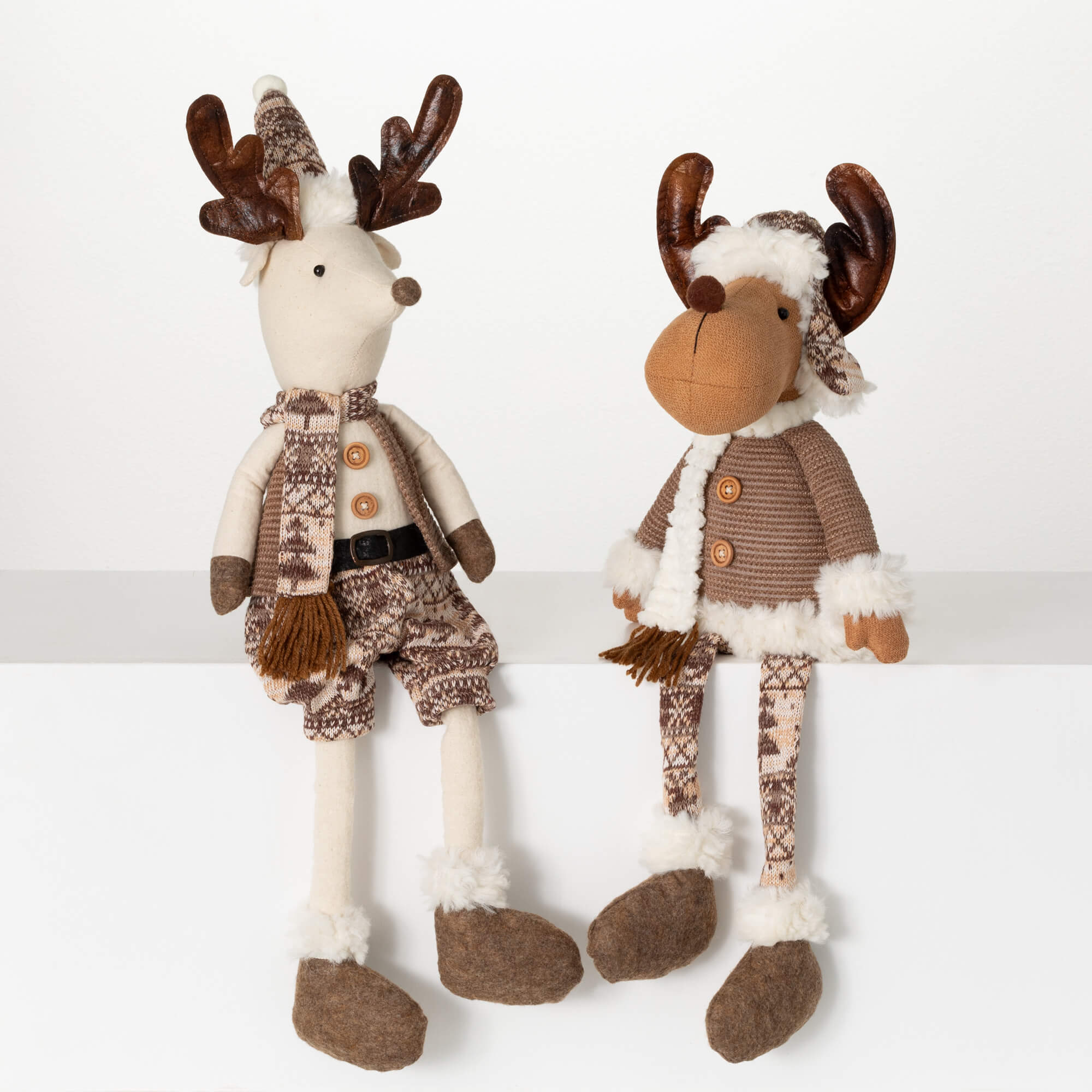 PLUSH SITTING DEER SET OF 2