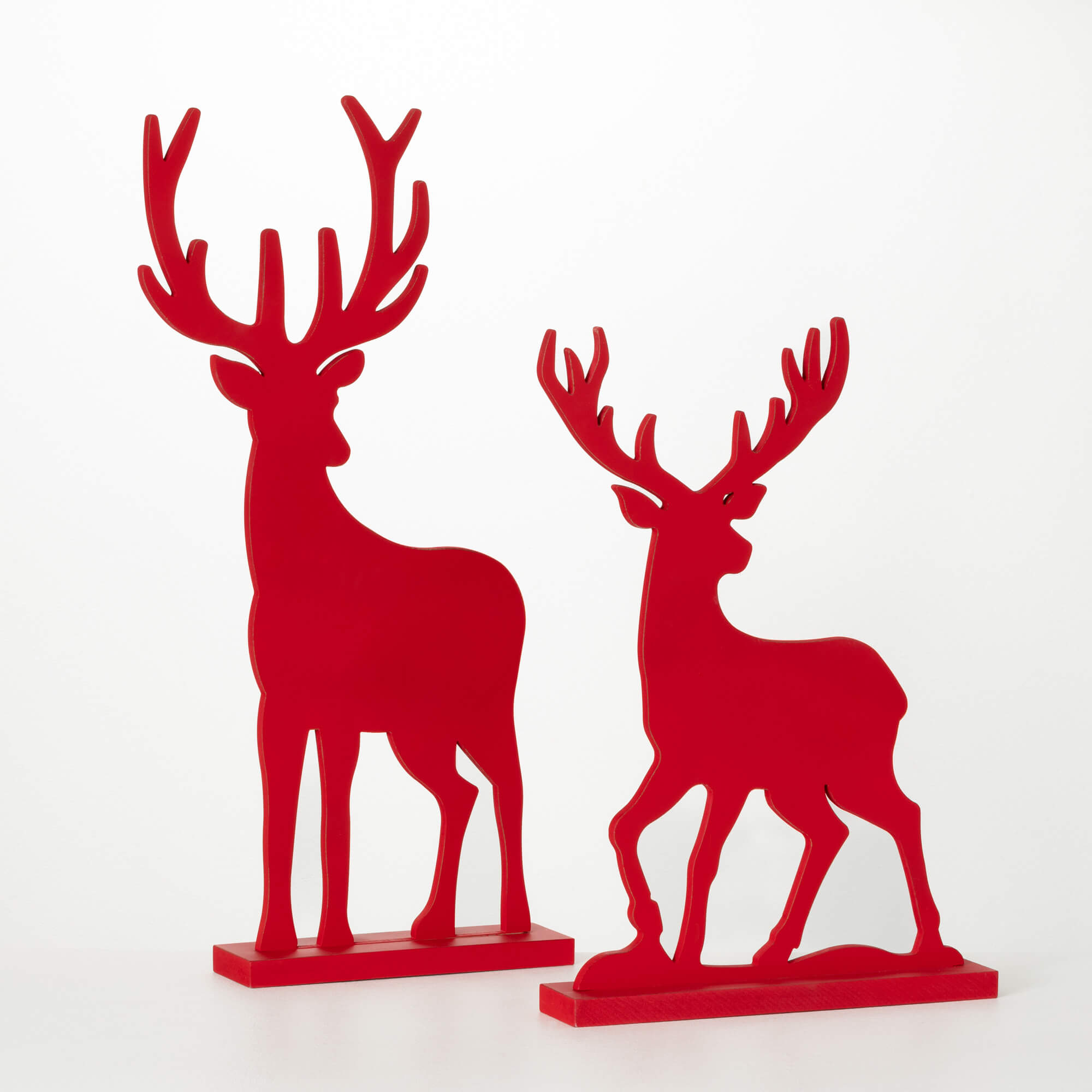 RED SILHOUETTE WOODEN DEER SET