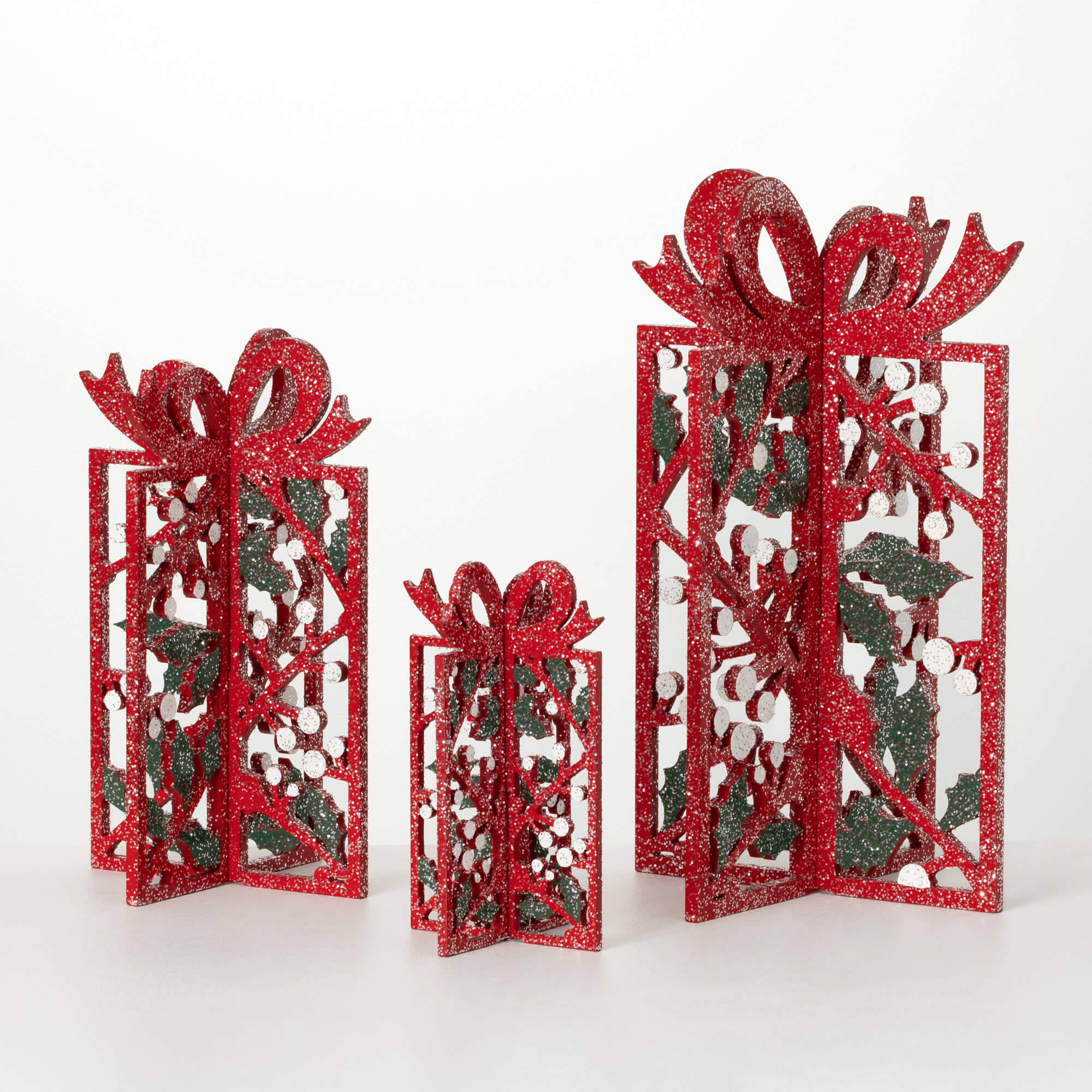 STANDING RED PRESENT SET OF 3