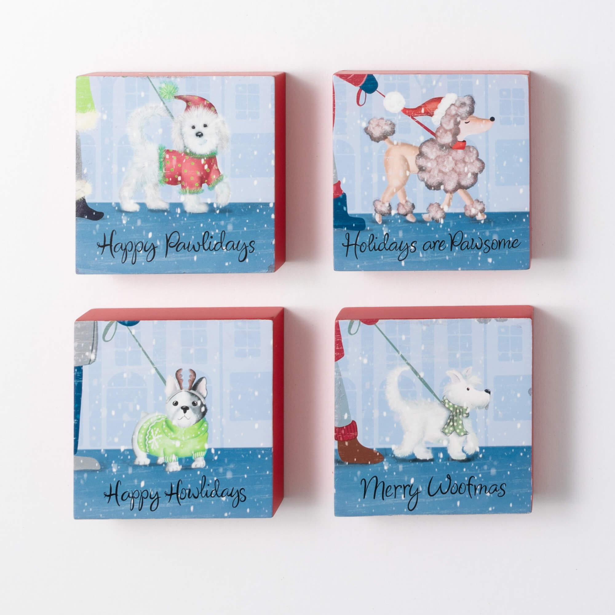 HOLIDAY DOGS WALL DECOR SET 4