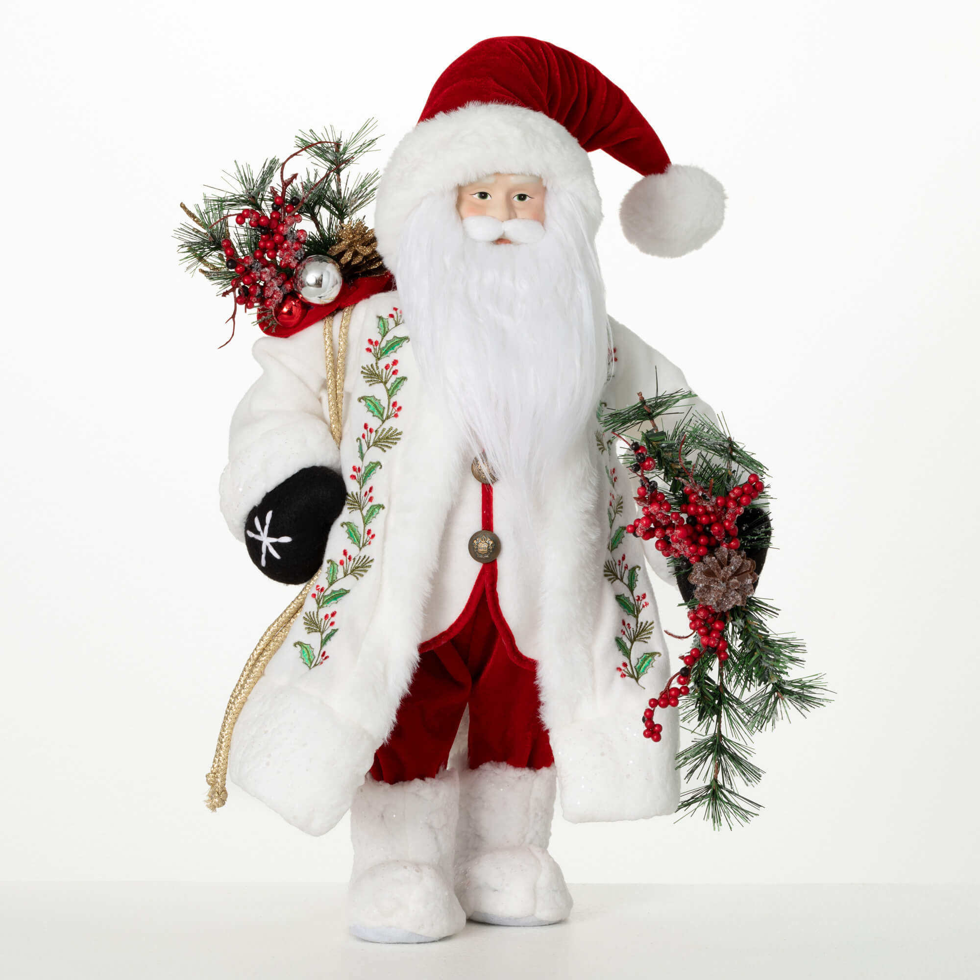 HOLLY AND BERRIES SANTA FIGURE