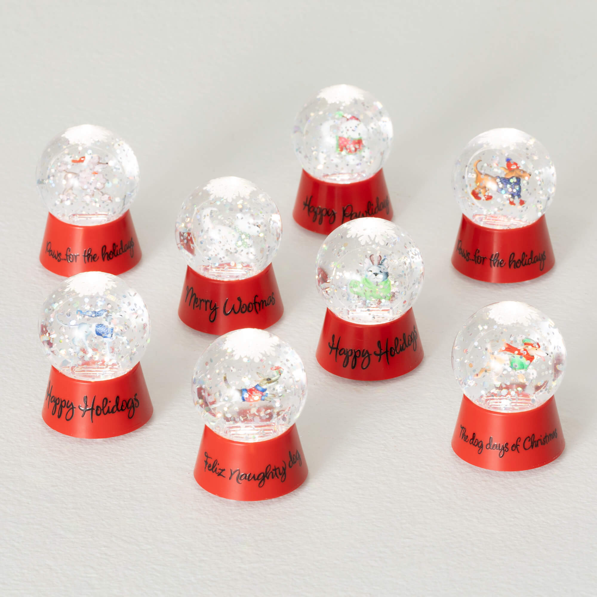 MINI SHIMMER DOG GLOBE SET 8