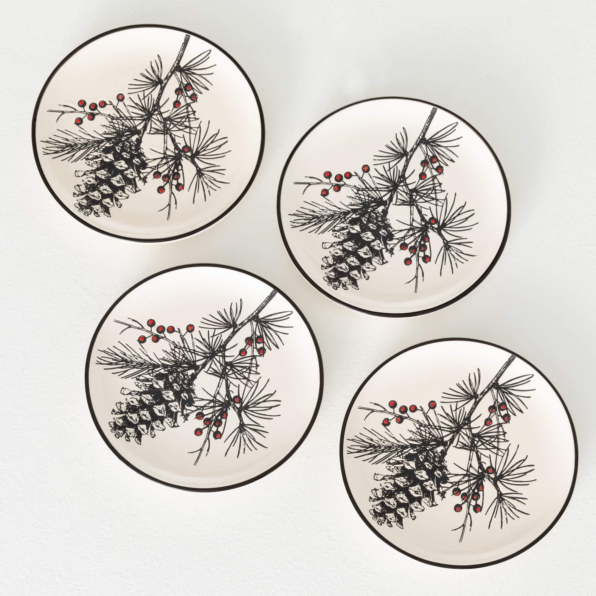 PINECONE SNACK PLATE SET 4