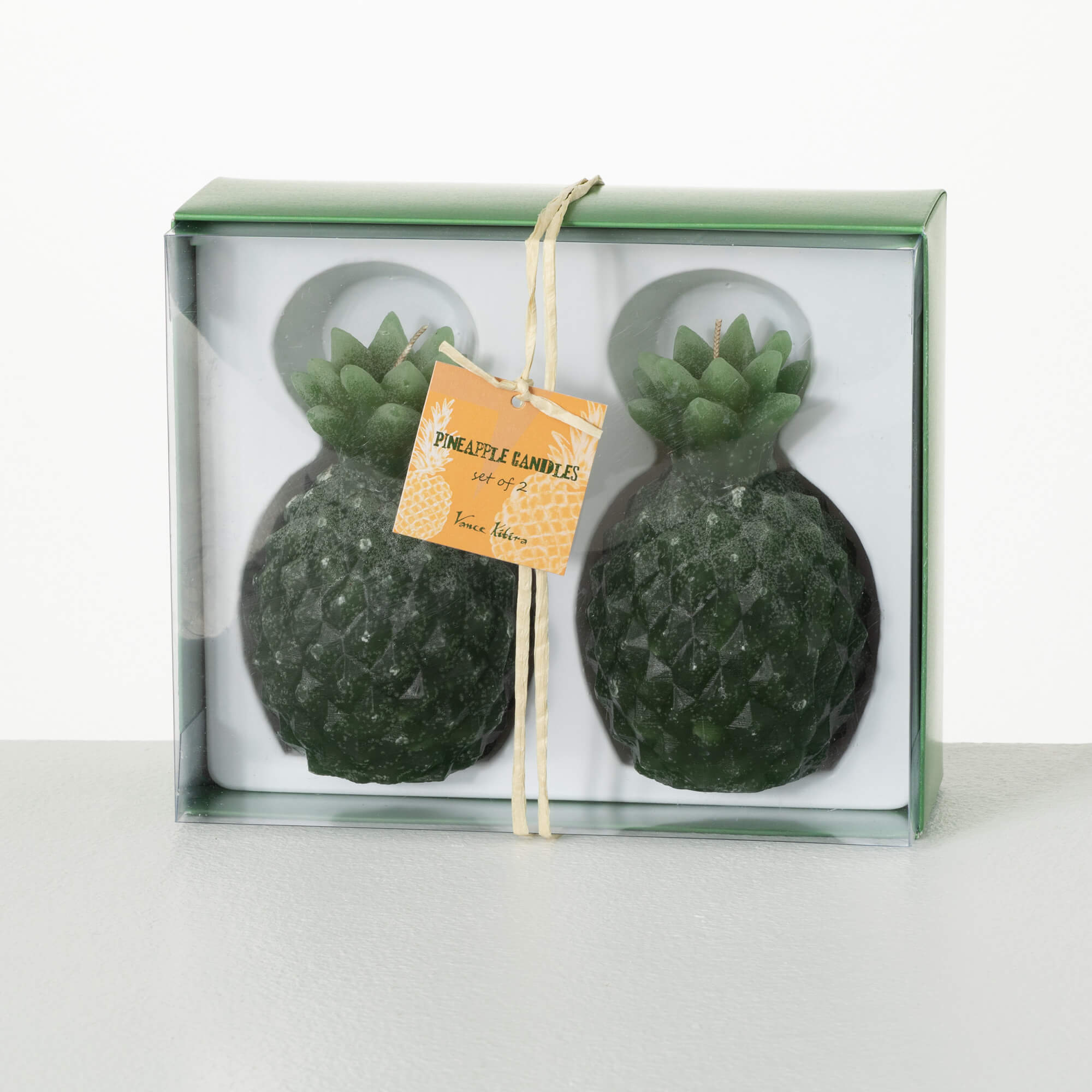 GREEN PINEAPPLE CANDLE SET 2