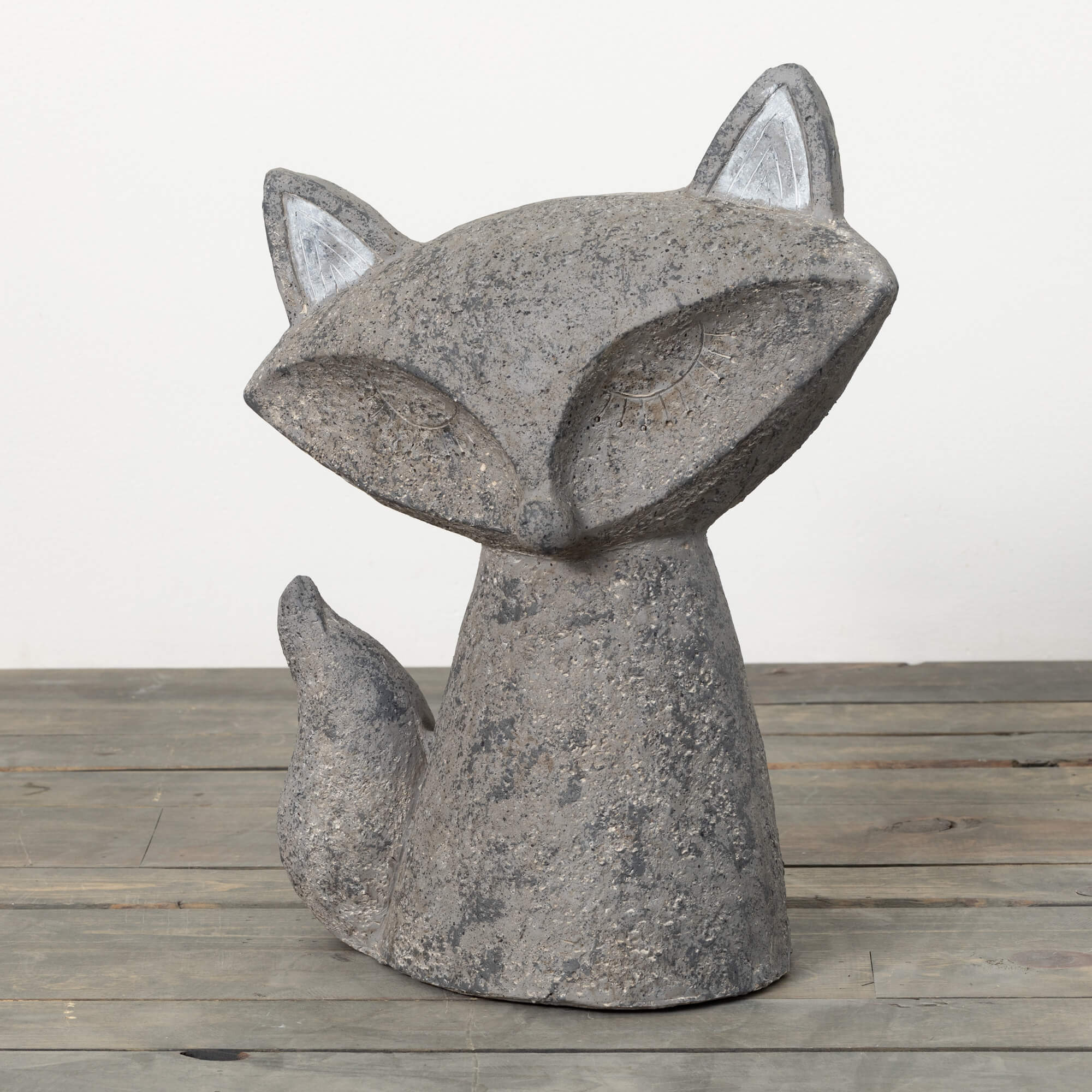 MODERN GRAY FOX GARDEN STATUE