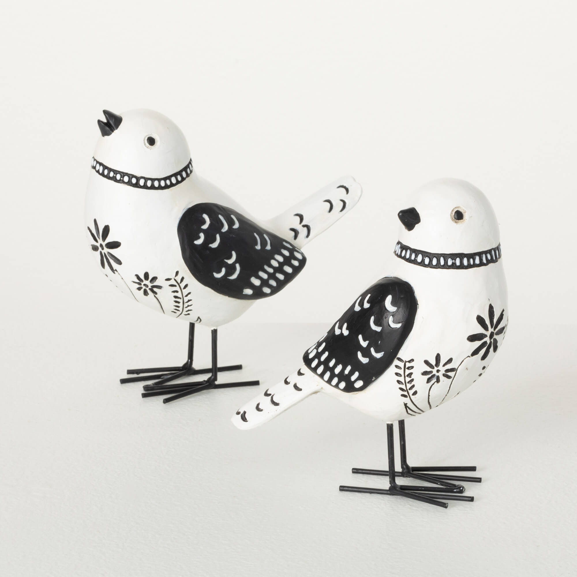 PAINTED WHIMSICAL WHITE BIRDS