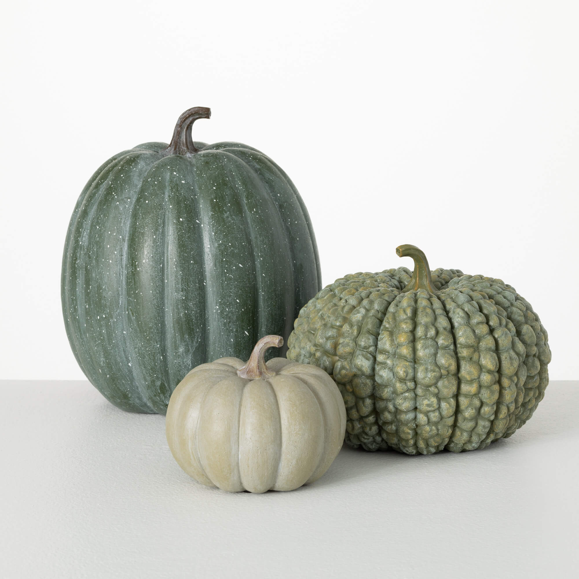 MIXED GREEN PUMPKIN SET OF 3