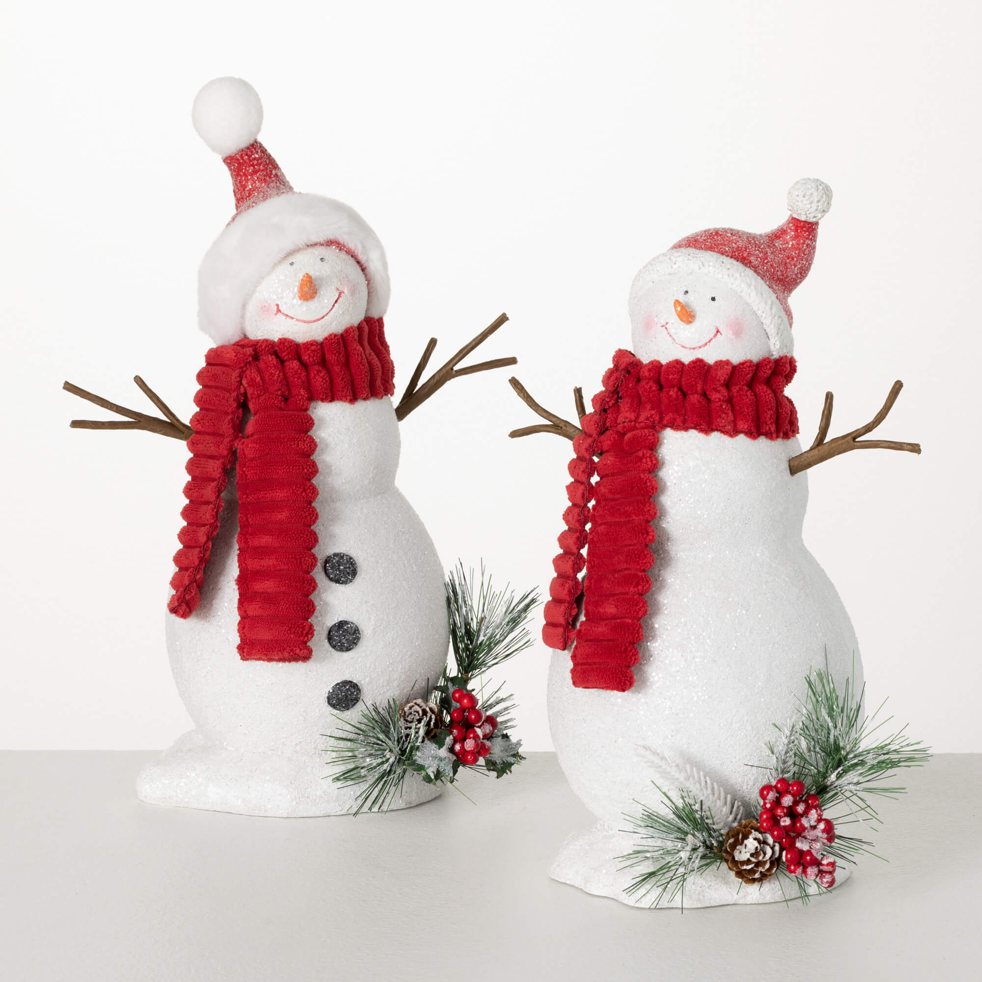 HAPPY SNOWMAN FIGURE SET OF 2