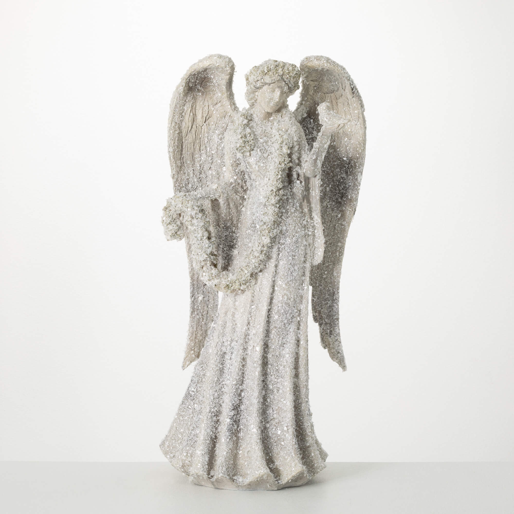 LARGE FROSTED ANGEL FIGURE