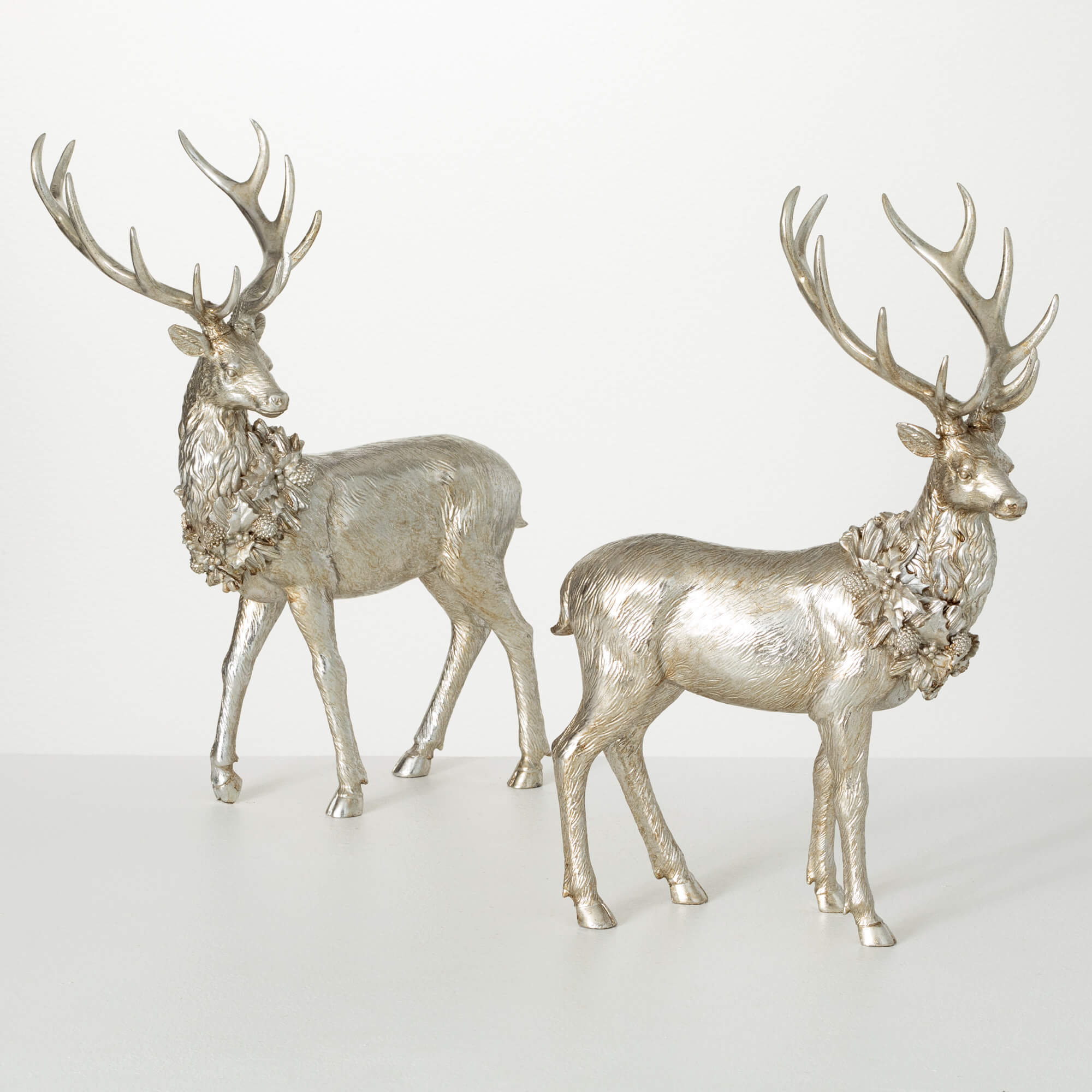 CHAMPAGNE DEER FIGURINE SET 2