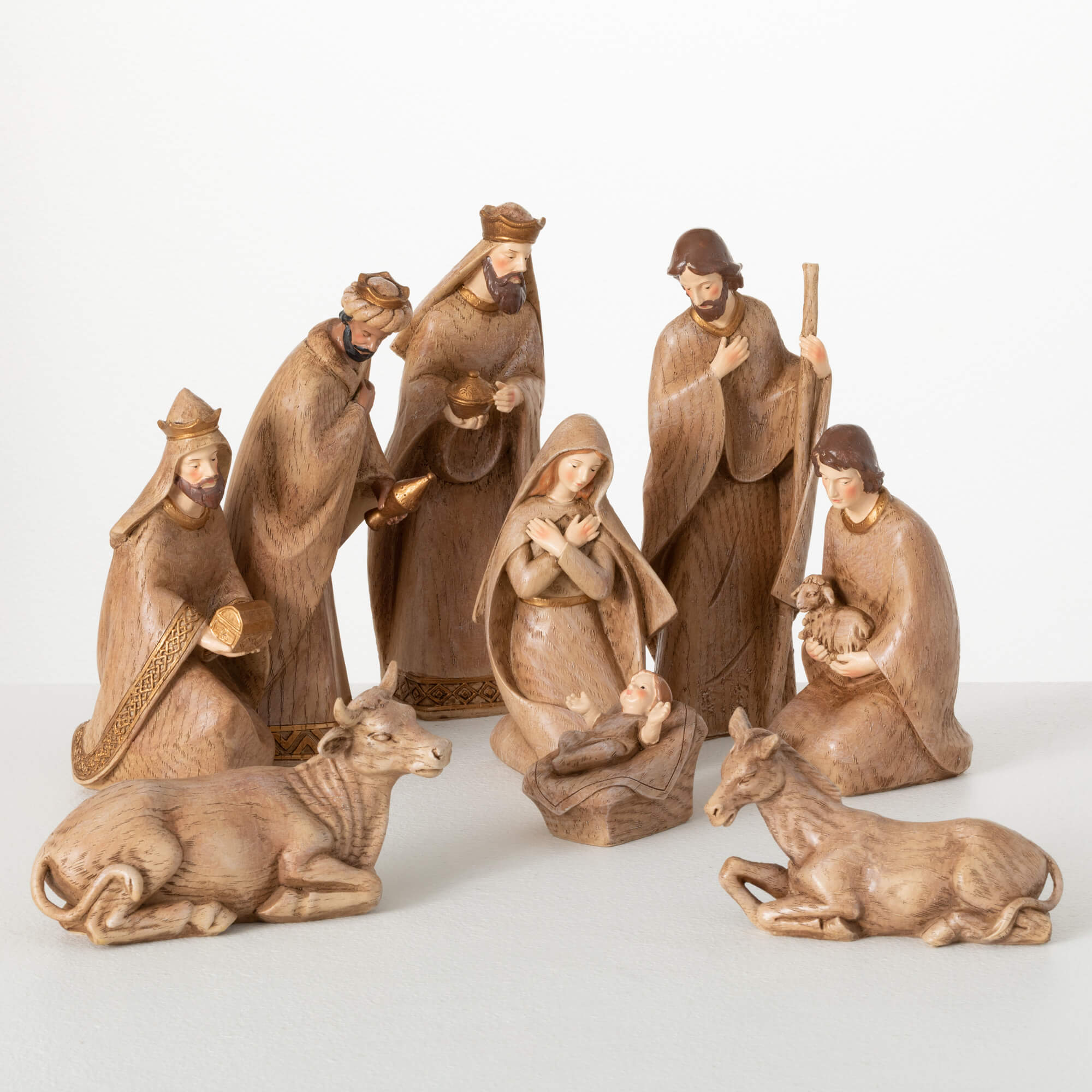 WOODEN NATIVITY FIGURINE SET