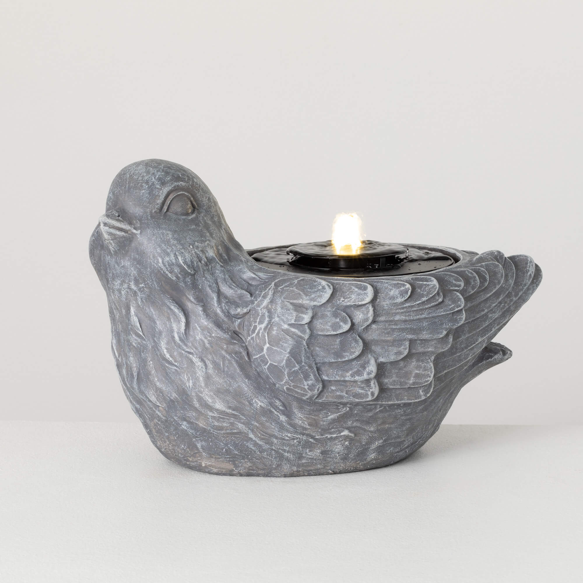 GRAY RESIN BIRD FOUNTAIN