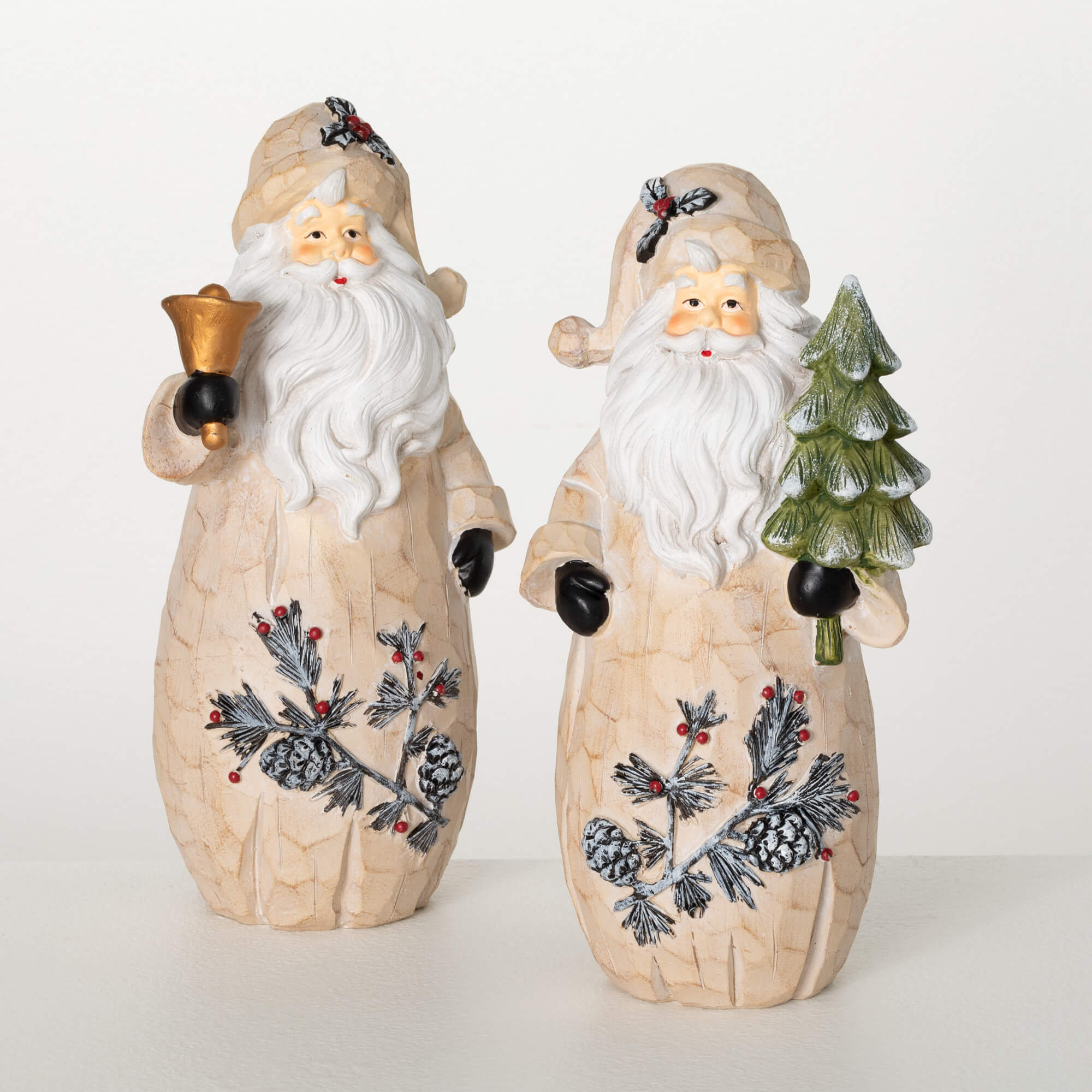 WOODLAND PINE SANTA FIGURE SET