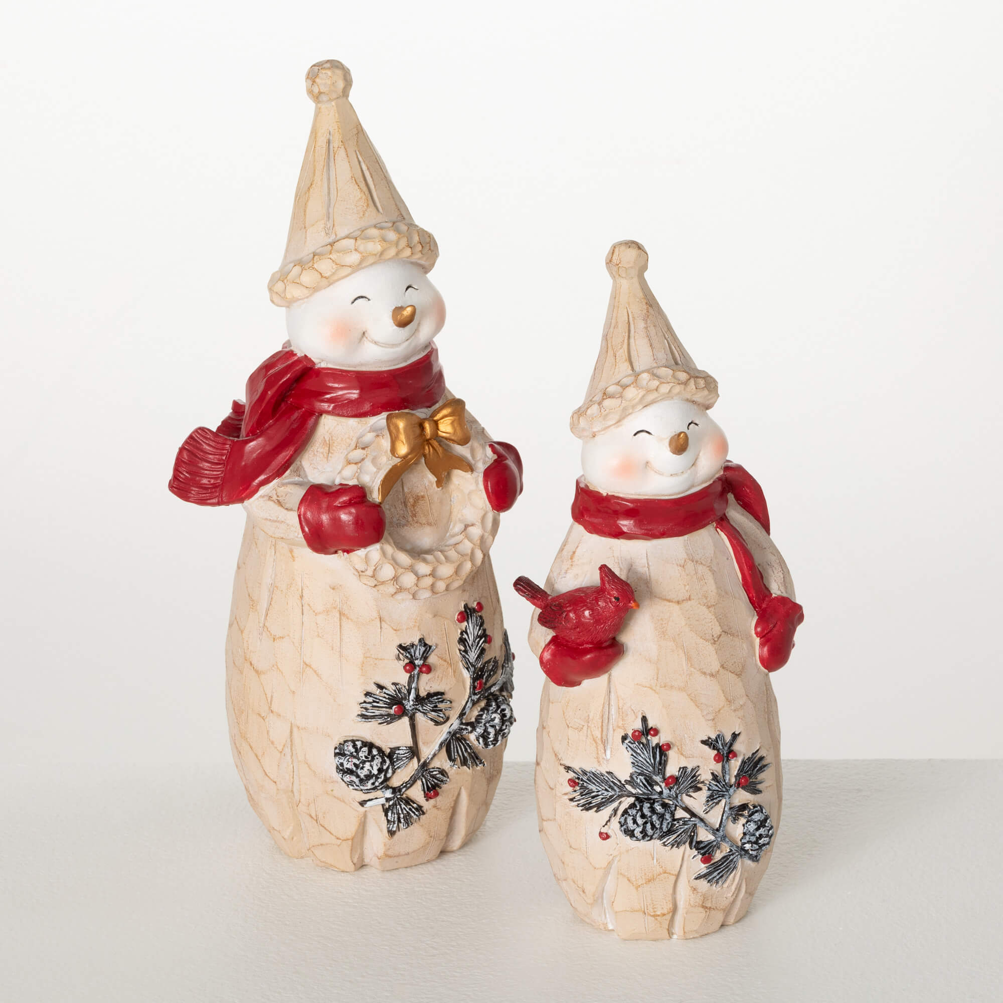 WOODLAND PINE SNOWMEN SET OF 2