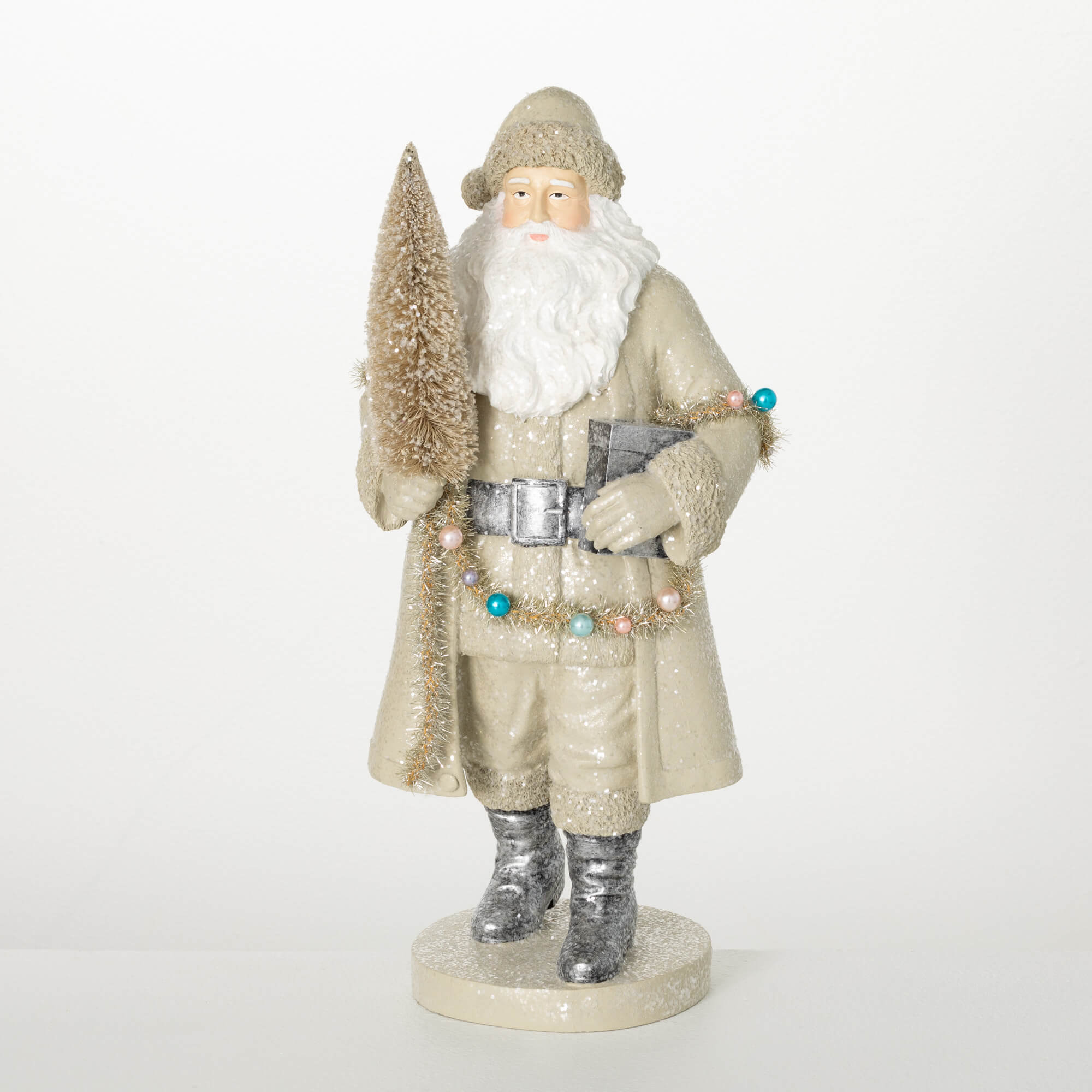 SPARKLING SANTA FIGURINE