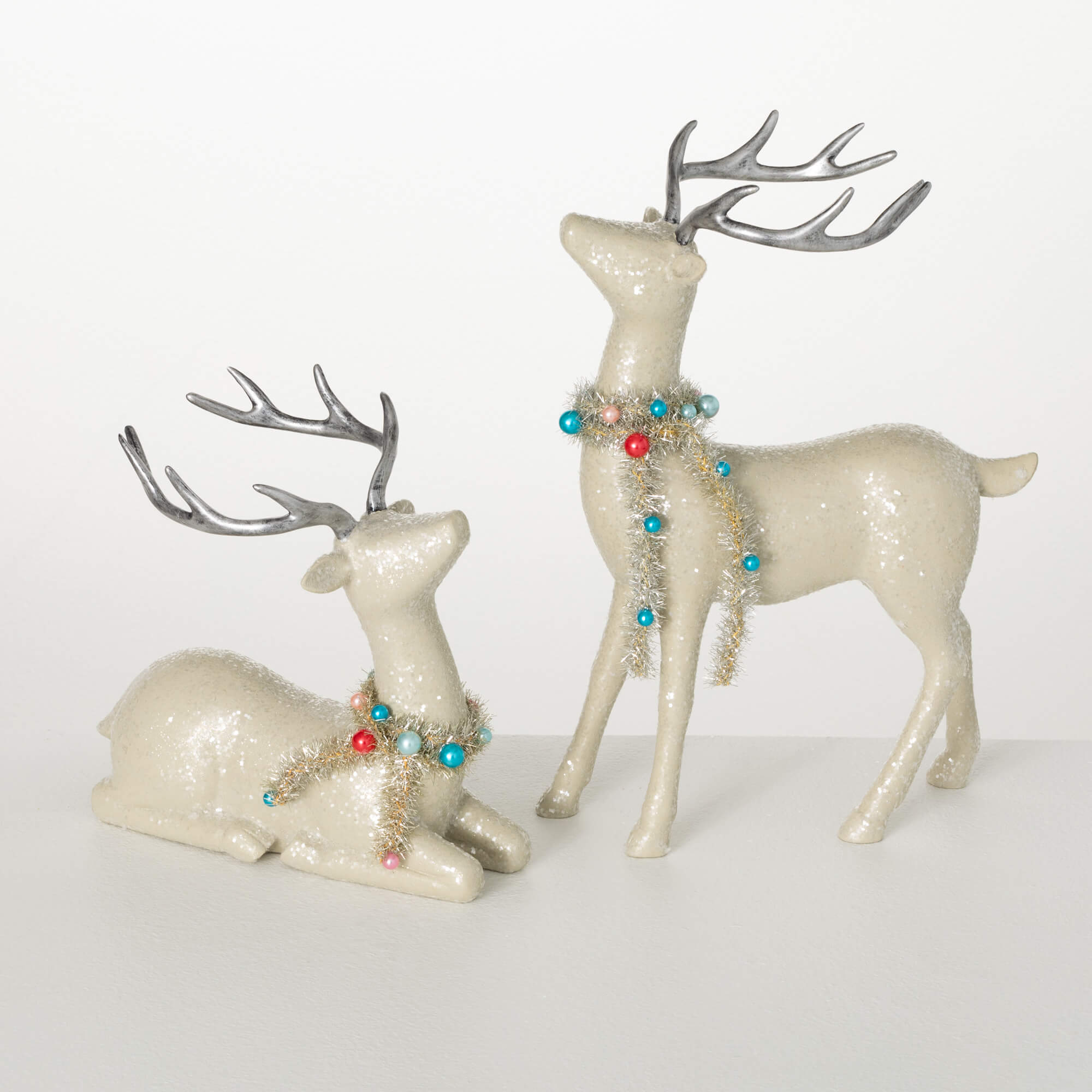 SPARKLE DEER FIGURE SET OF 2