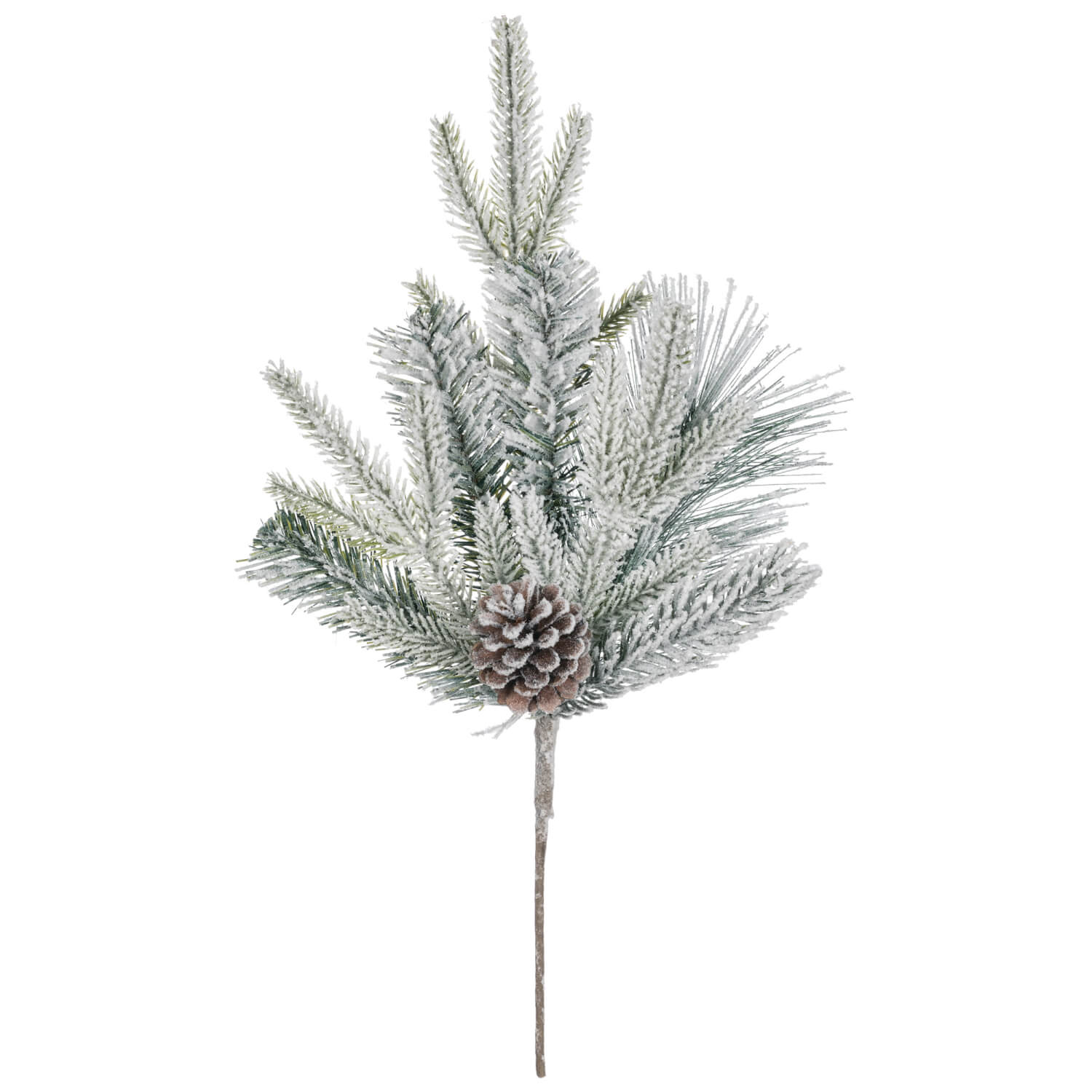 FLOCKED PINE WITH CONES PICK