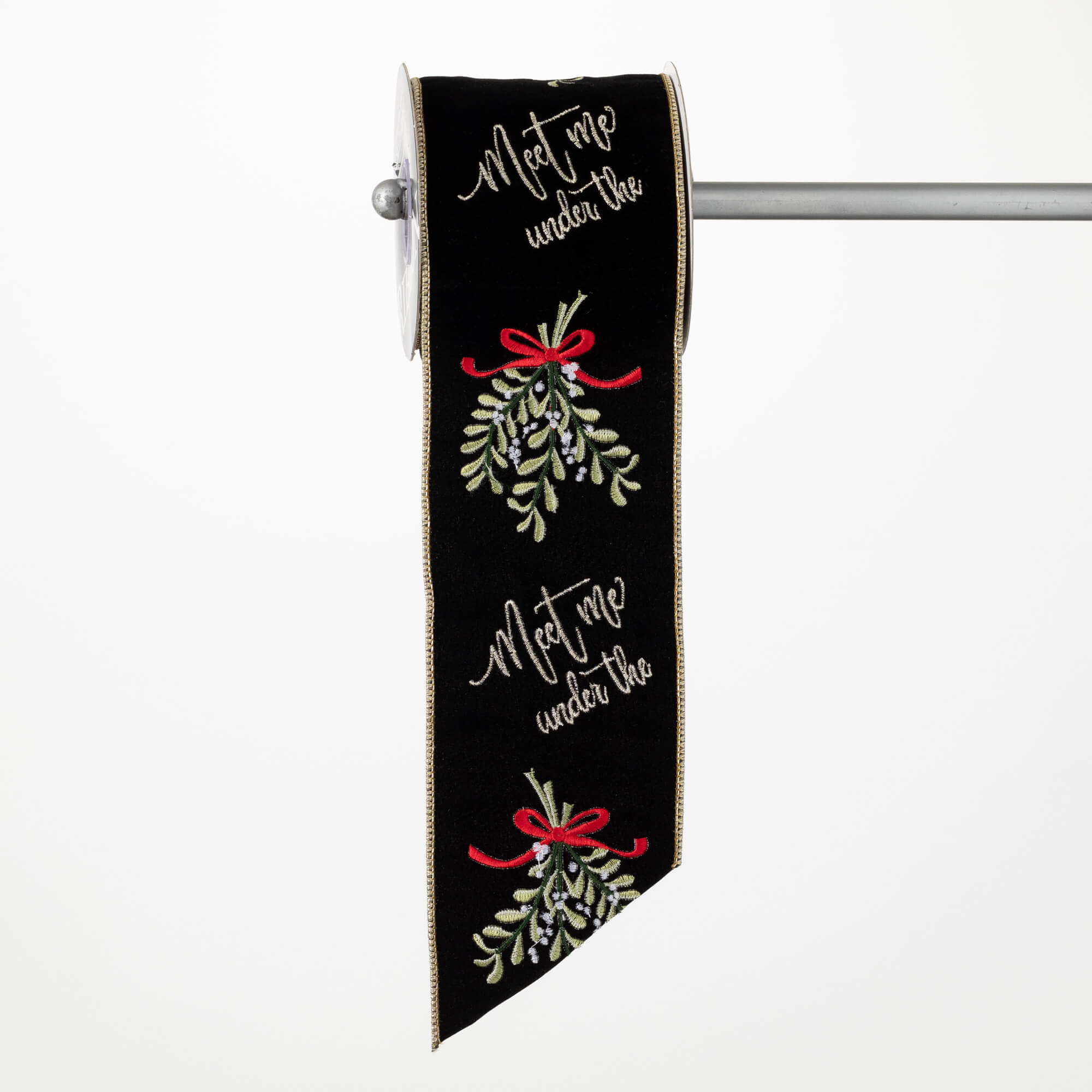 BLACK & GOLD MISTLETOE RIBBON