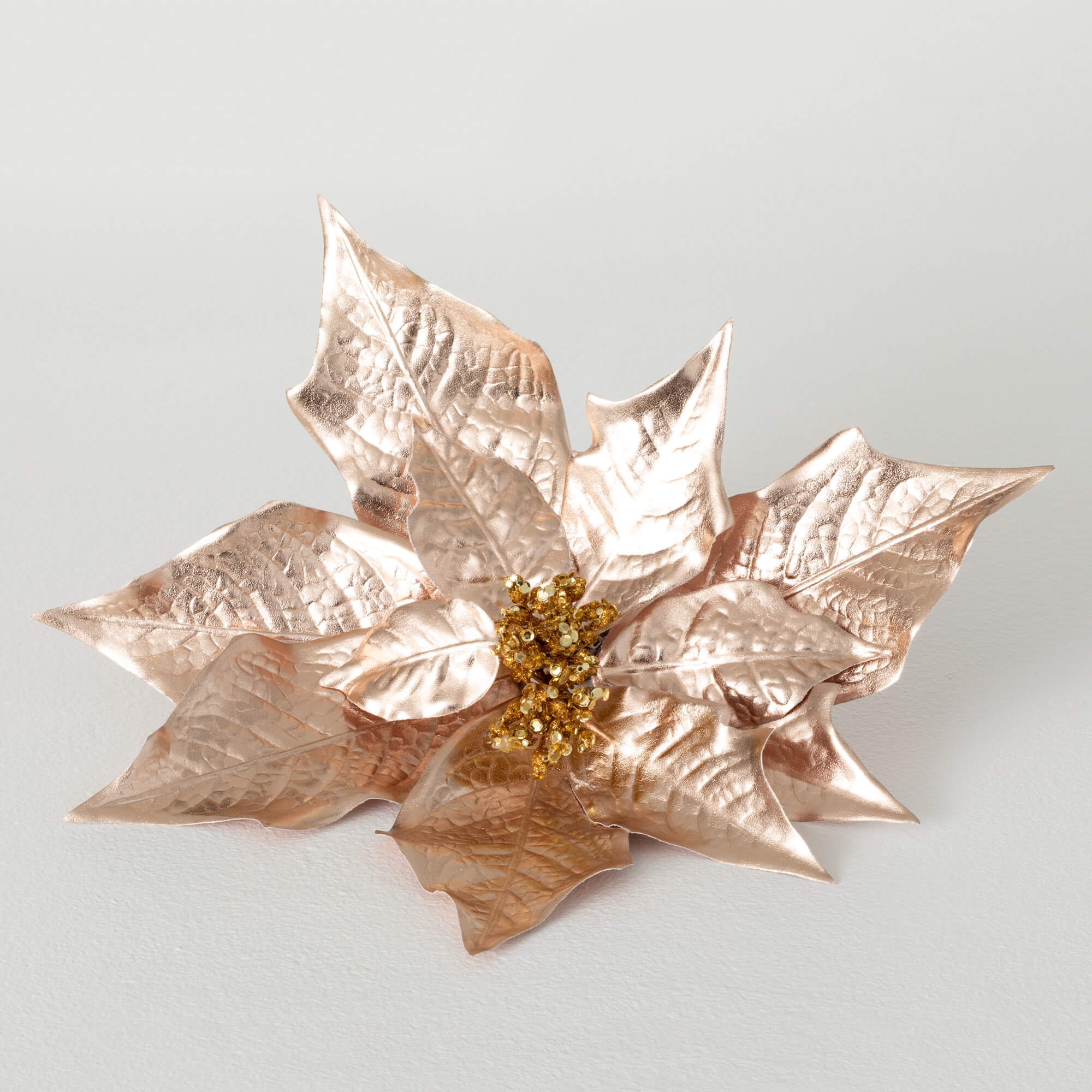 GOLD METALLIC POINSETTIA CLIP